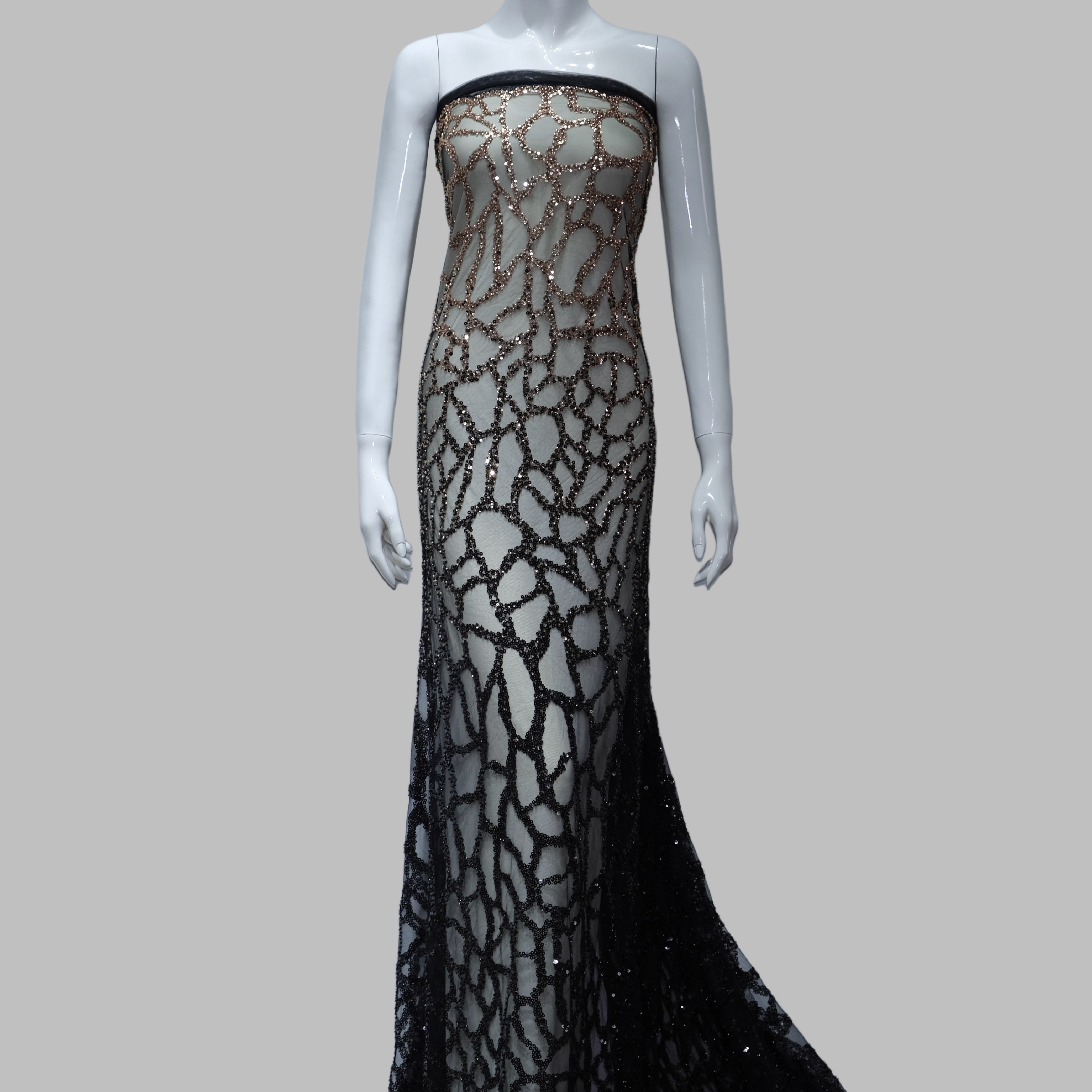 Gradient Organic Mesh Embroidery Fabric for luxury gown design