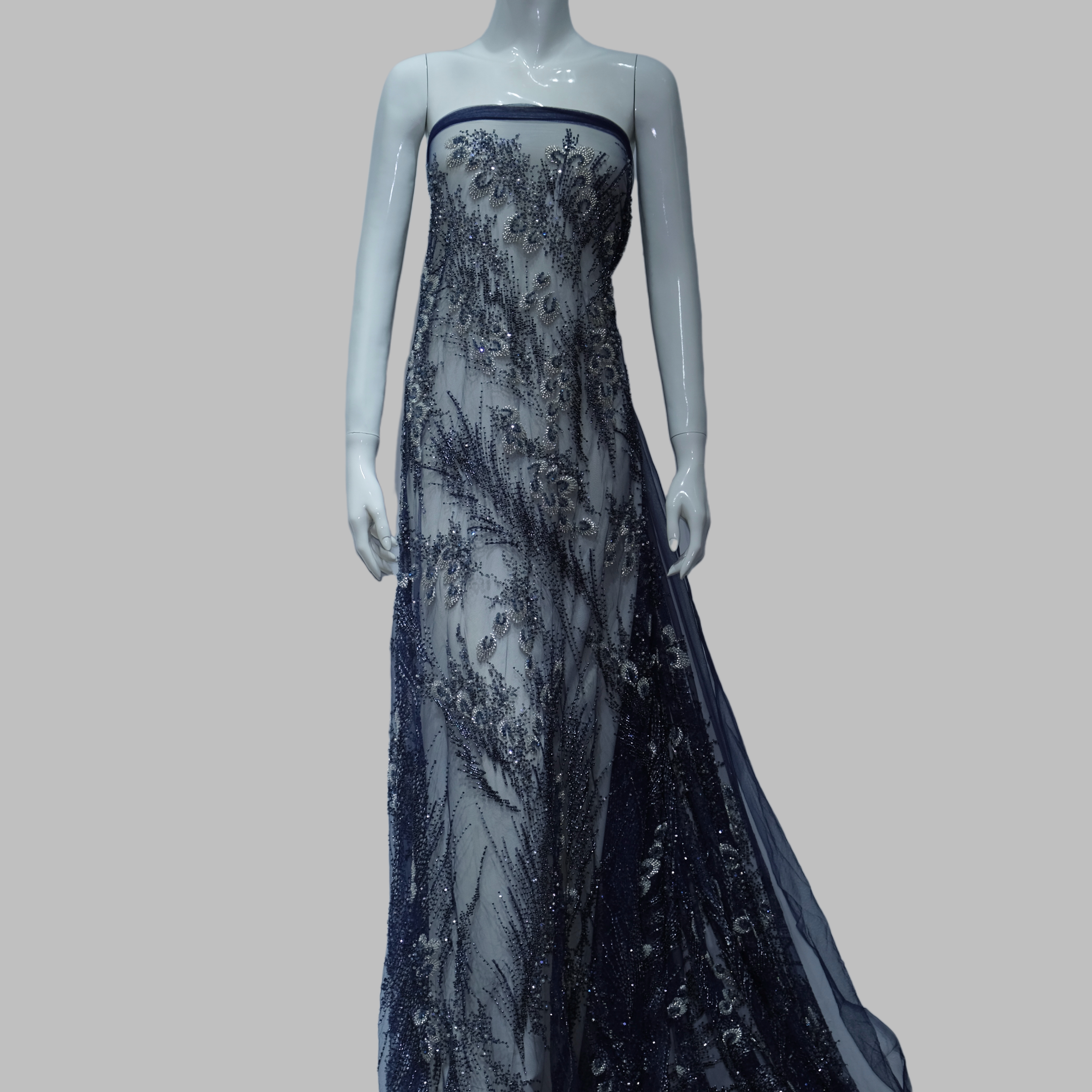 Whirl Bloom Embroidery Fabric for luxury gown design