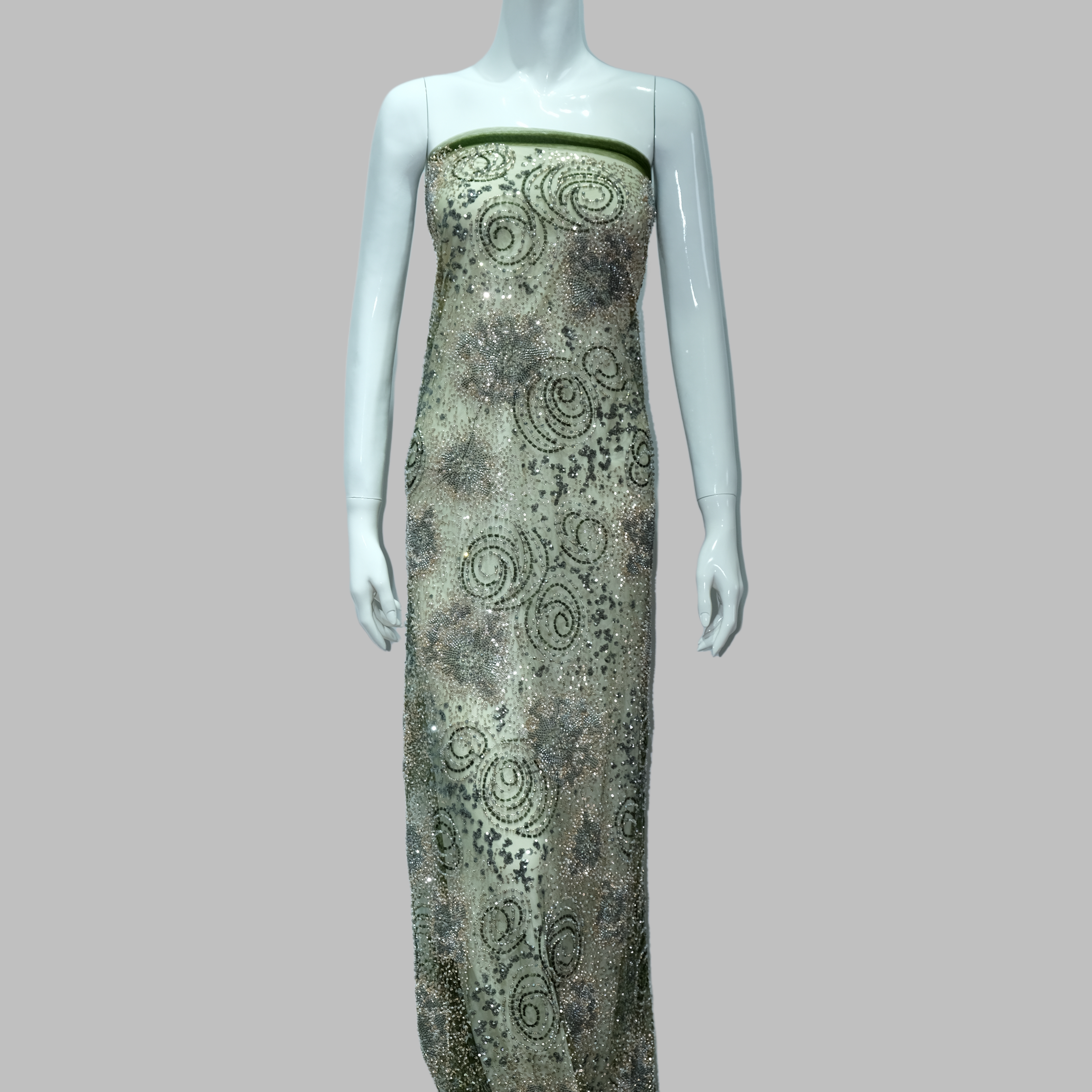 Spiral Blossom Embroidery Fabric for luxury gown design