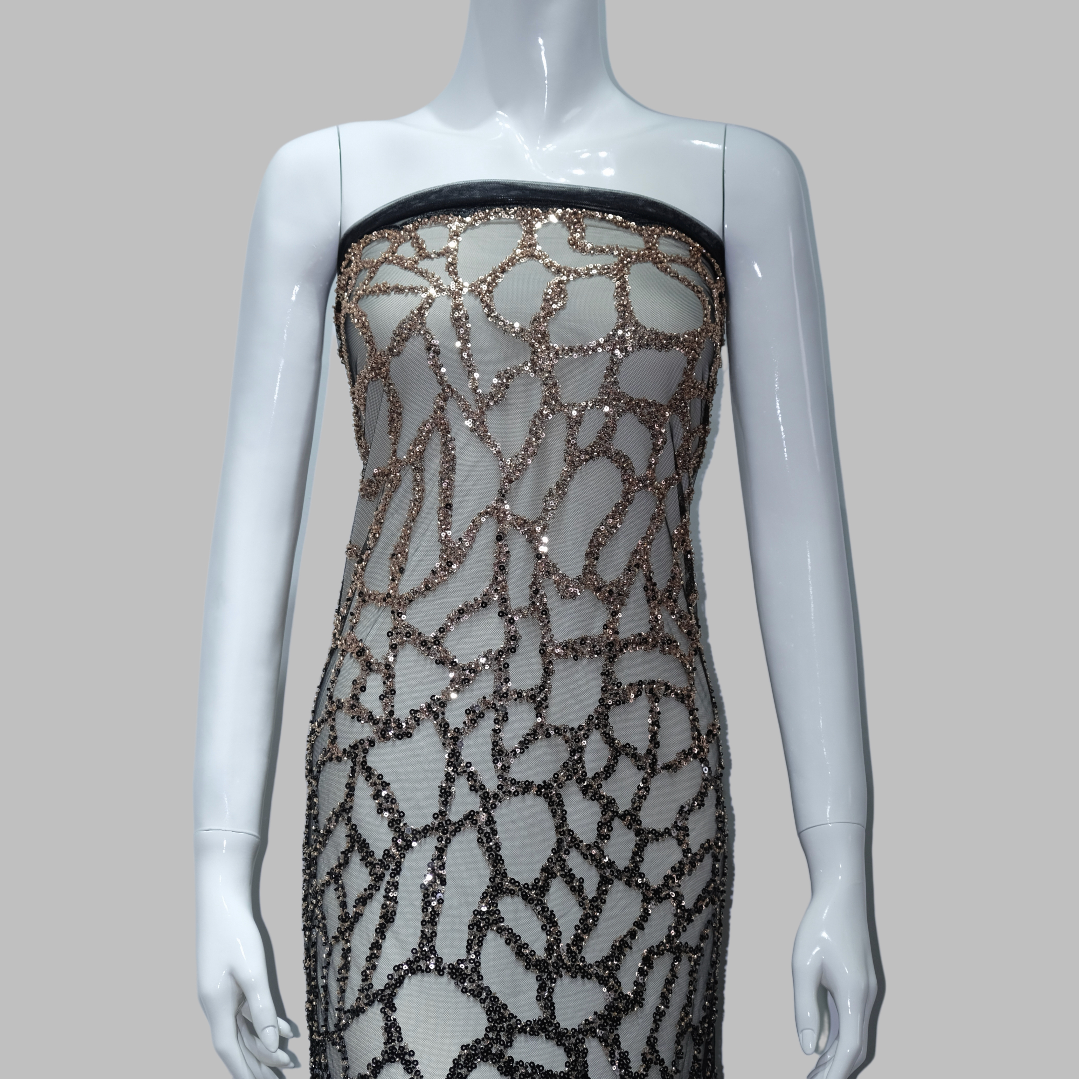 Gradient Organic Mesh Embroidery Fabric for couture fashion design