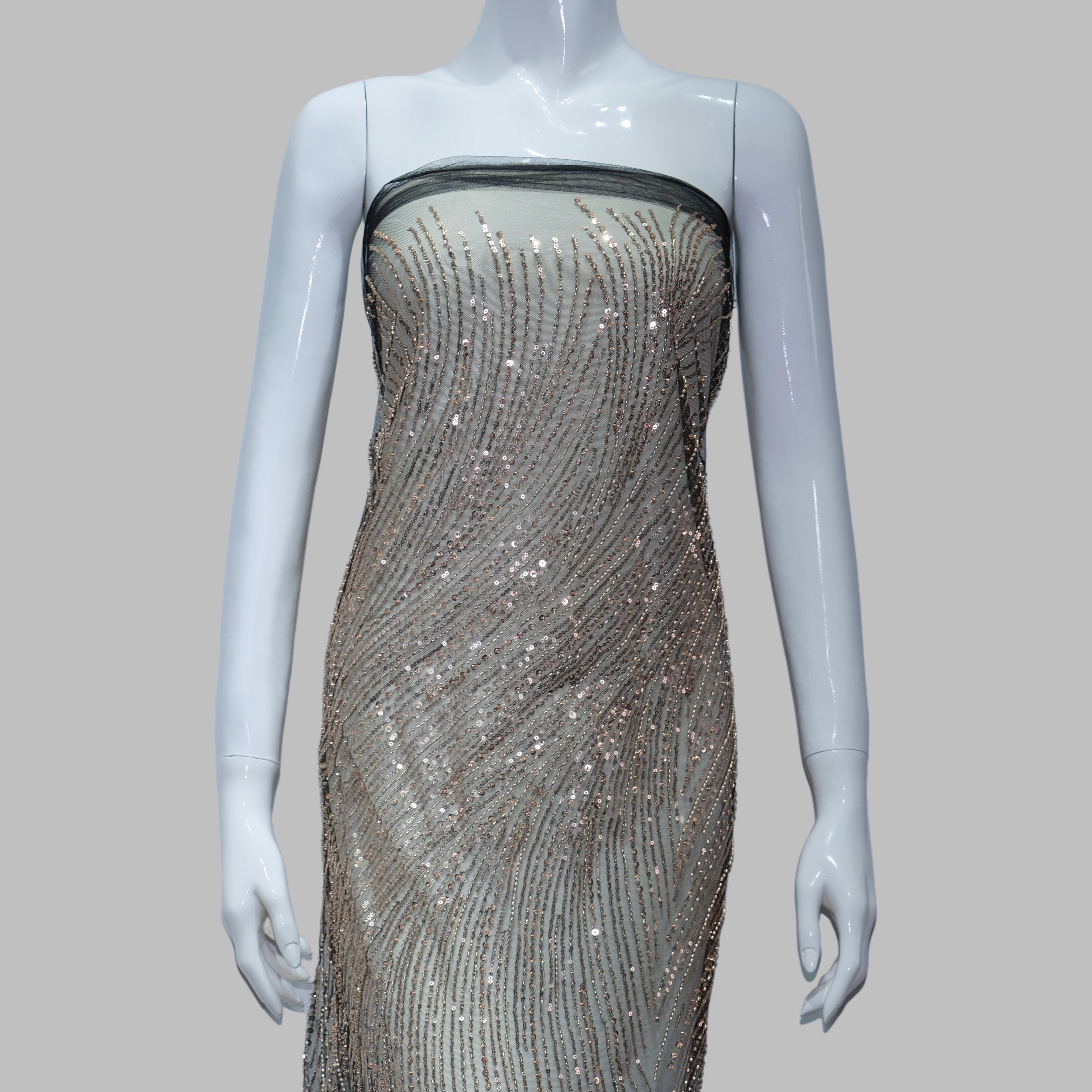 Flowing Wave Embroidery Fabric for couture fashion design