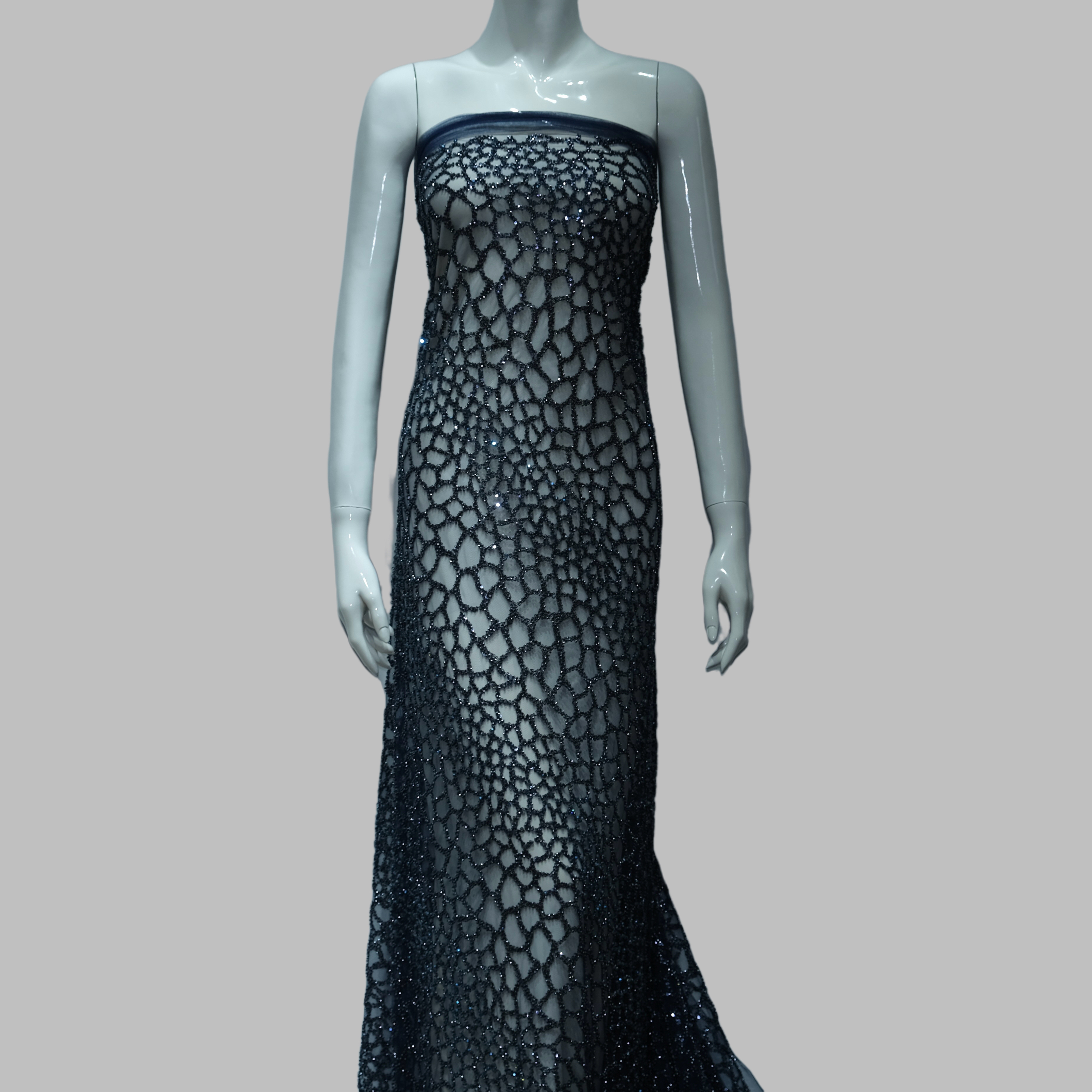 Organic Mesh Embroidery Fabric for luxury gown design