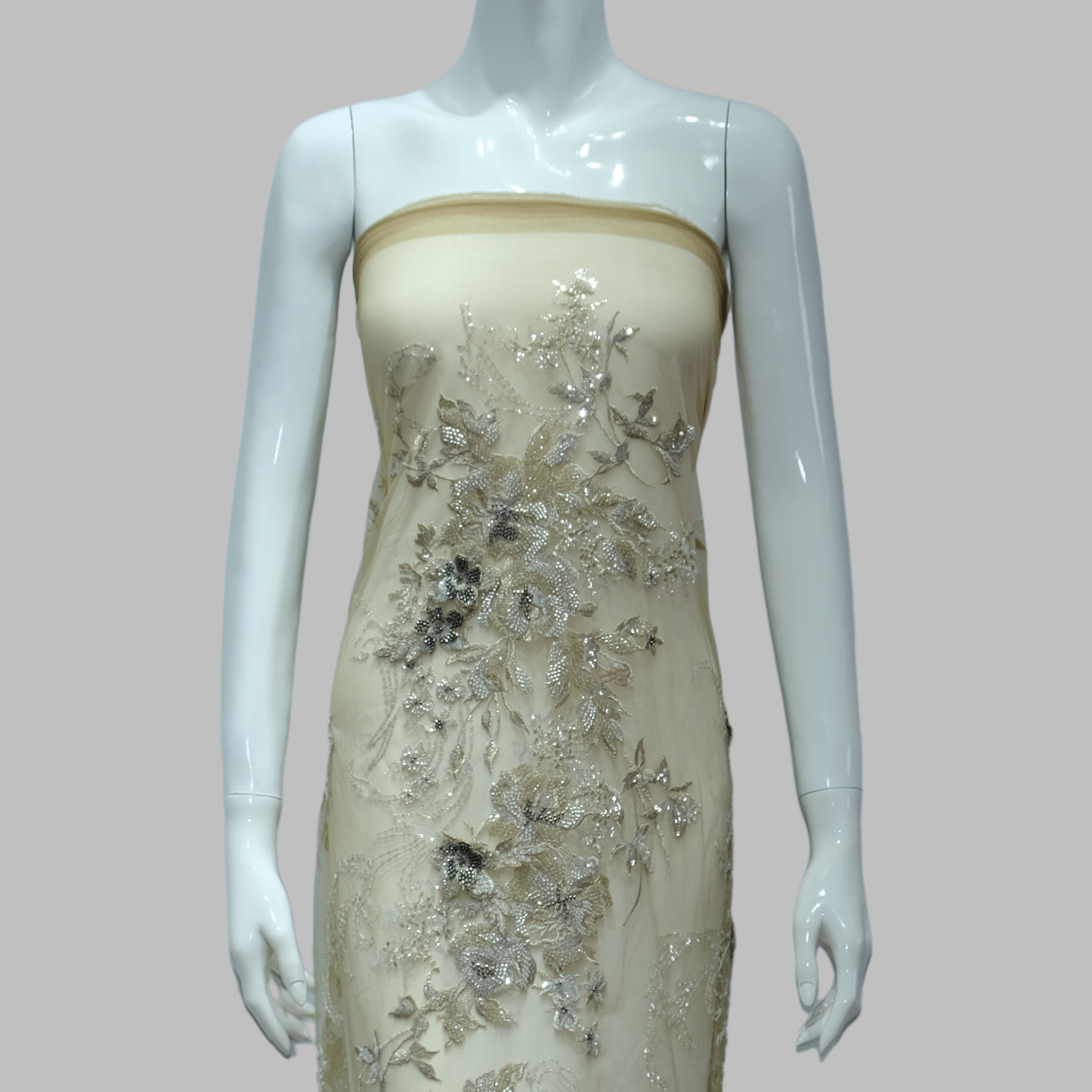 Bouquet Embroidery Fabric for couture fashion design
