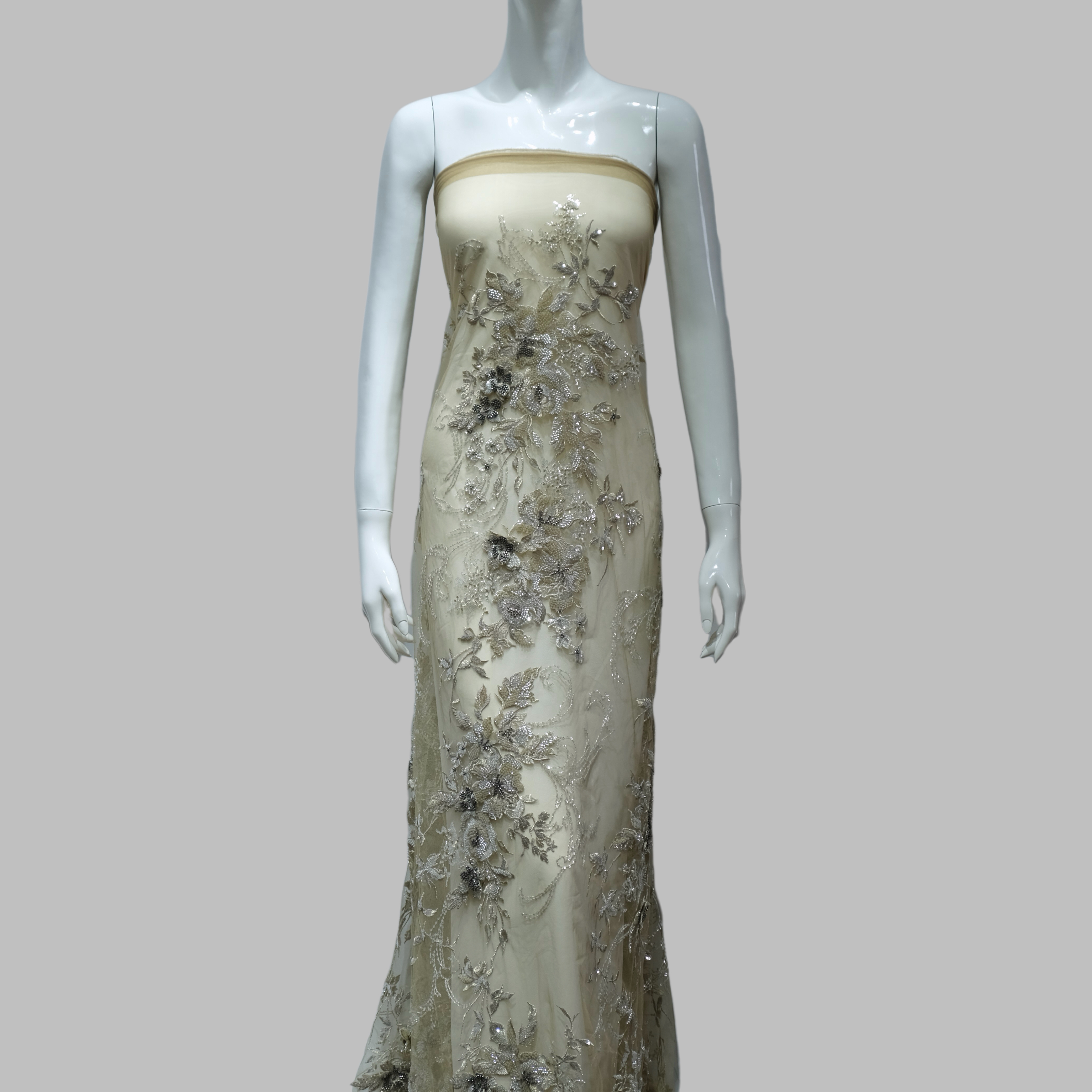 Bouquet Embroidery Fabric for luxury gown design