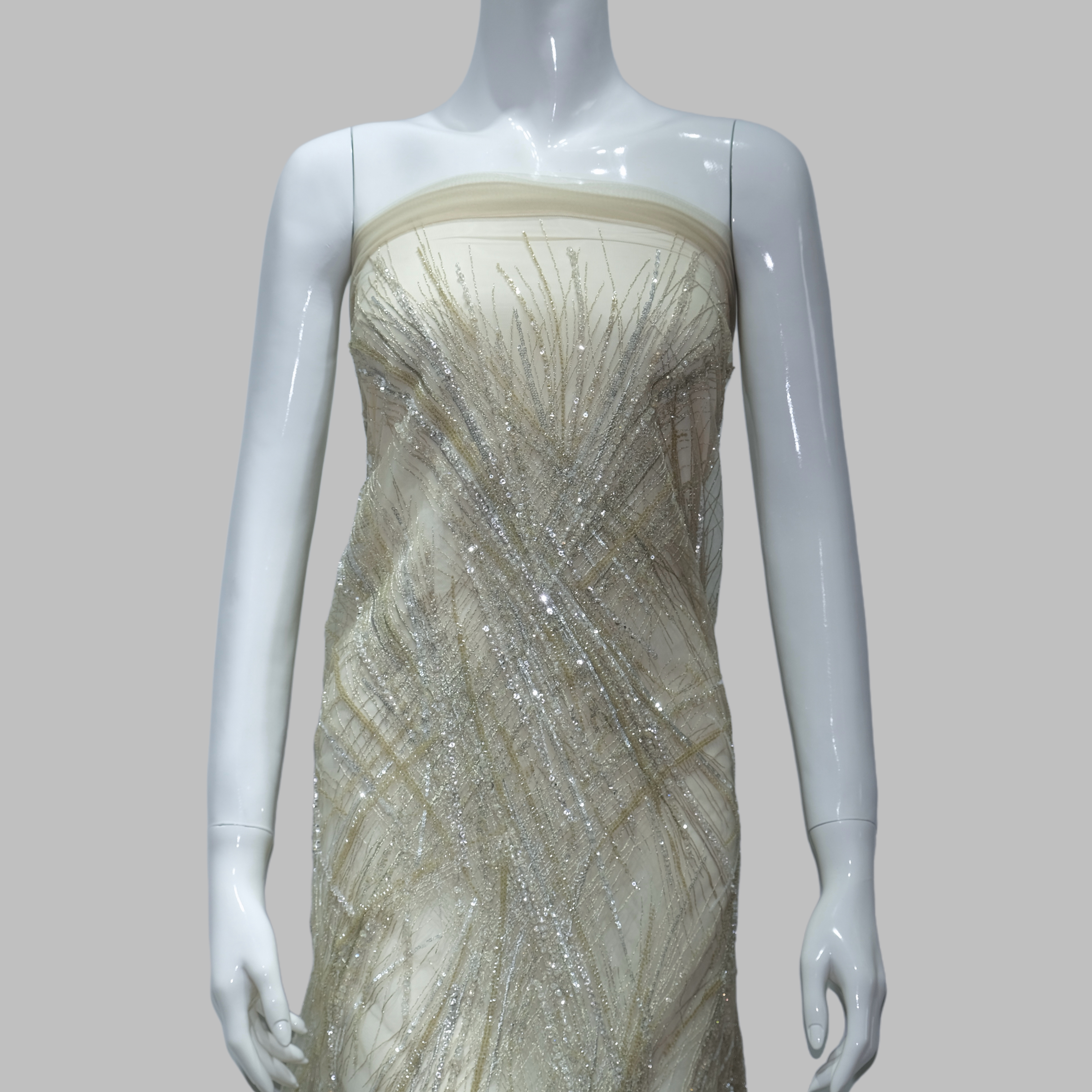 Radiant Burst Embroidery Fabric for couture fashion design