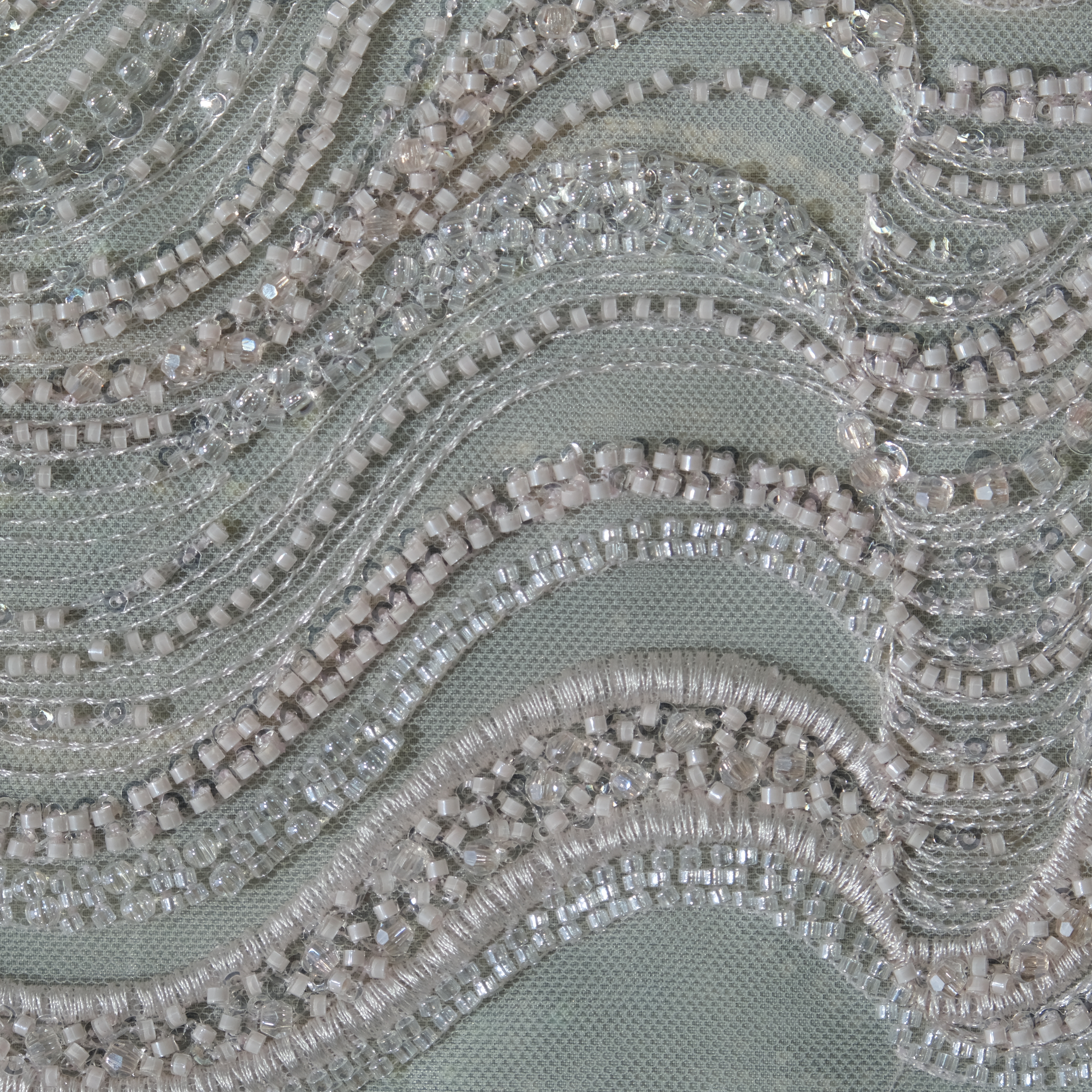 Wave Sequin Embroidery Fabric in Pink color