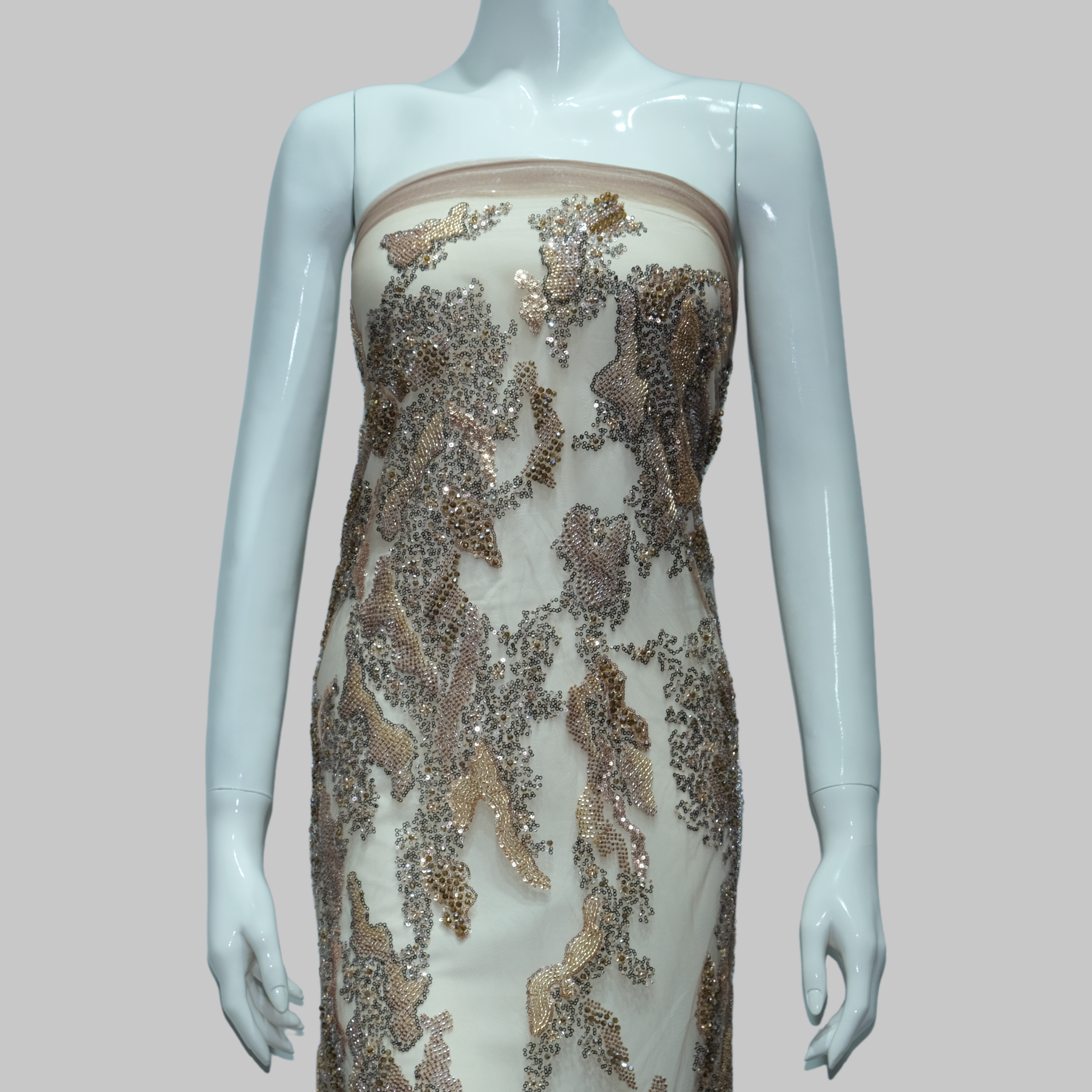 Abstract Sequin Embroidery Fabric for couture fashion design