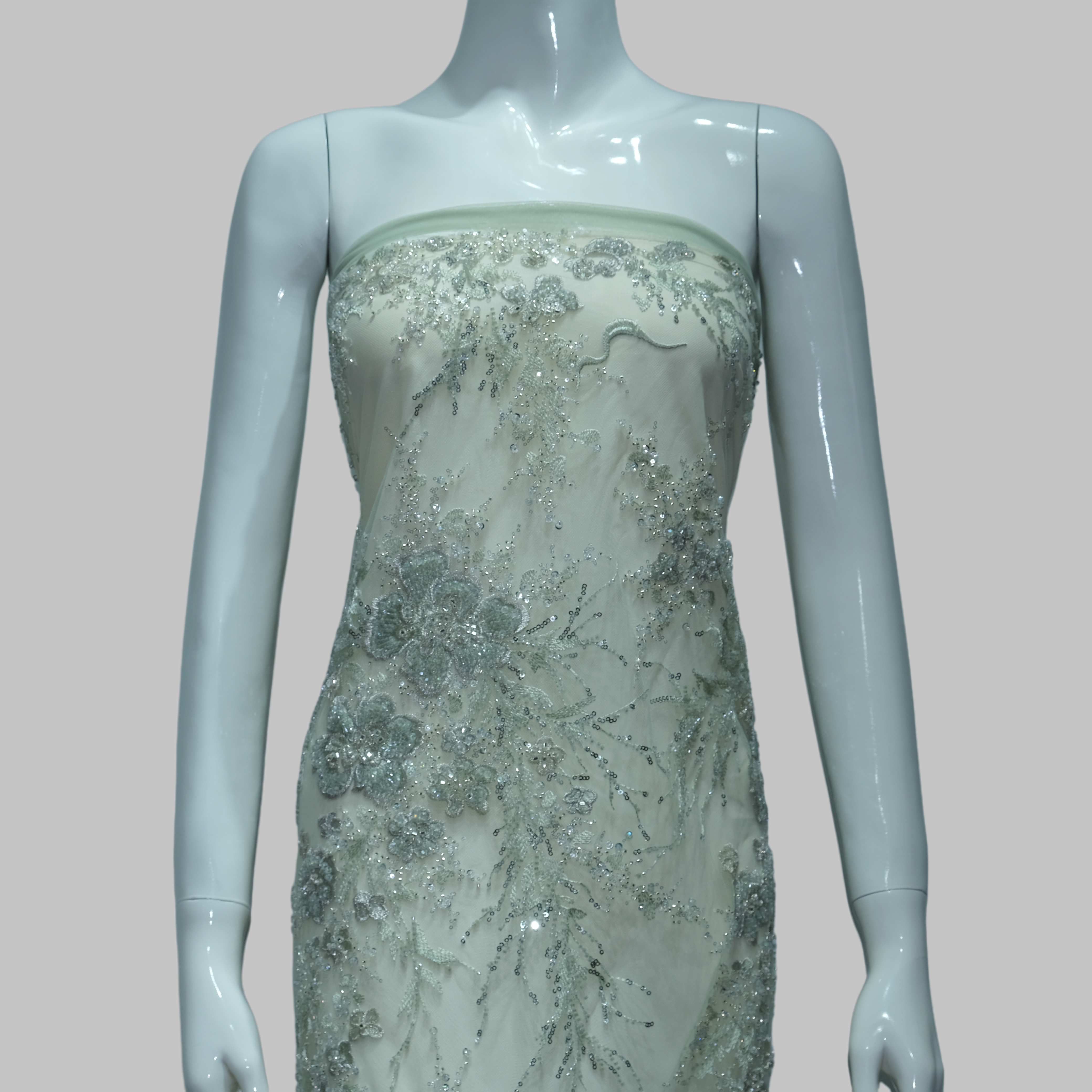 Radiant Floral Embroidery Fabric for couture fashion design