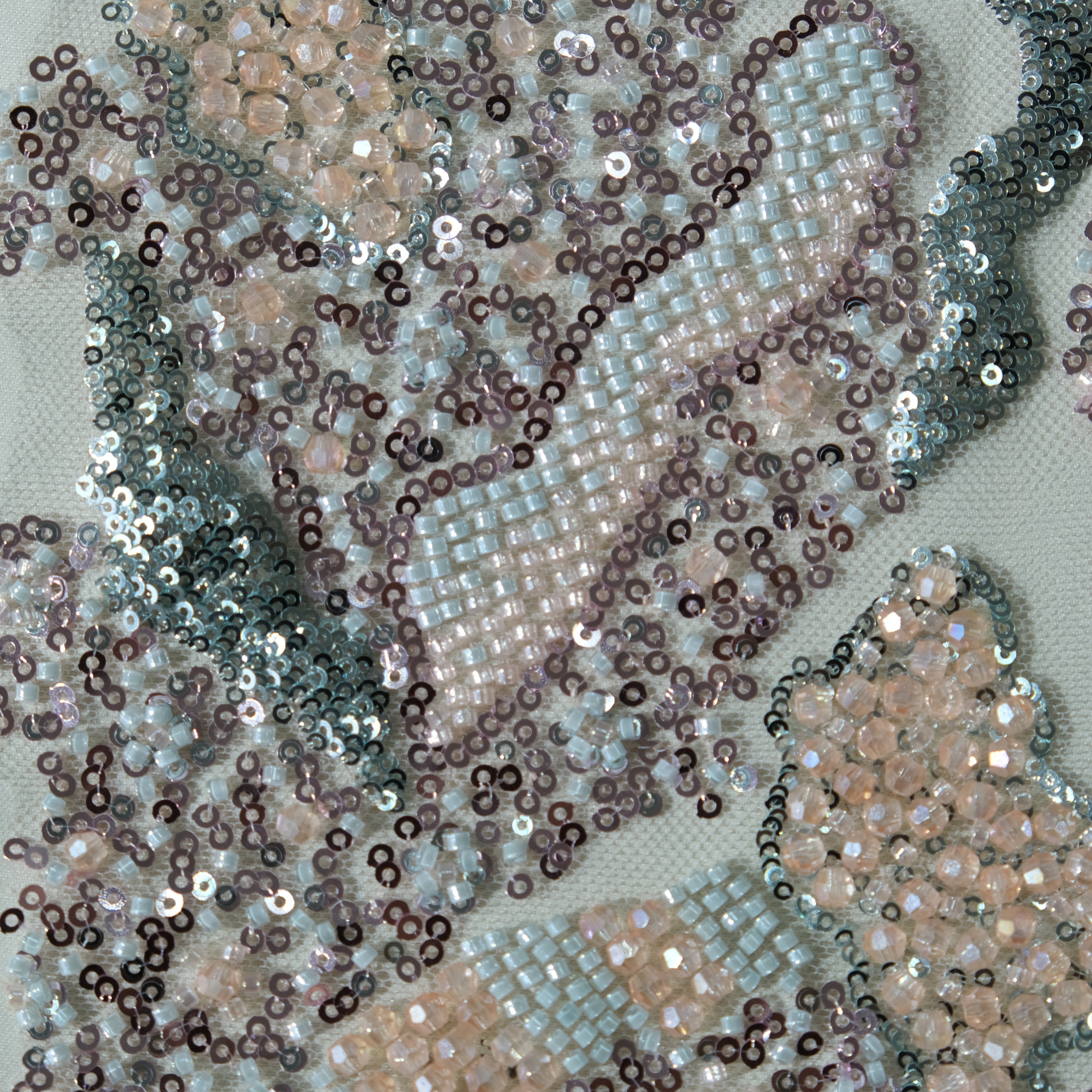Abstract Sequin Embroidery Fabric in PinkBlue color