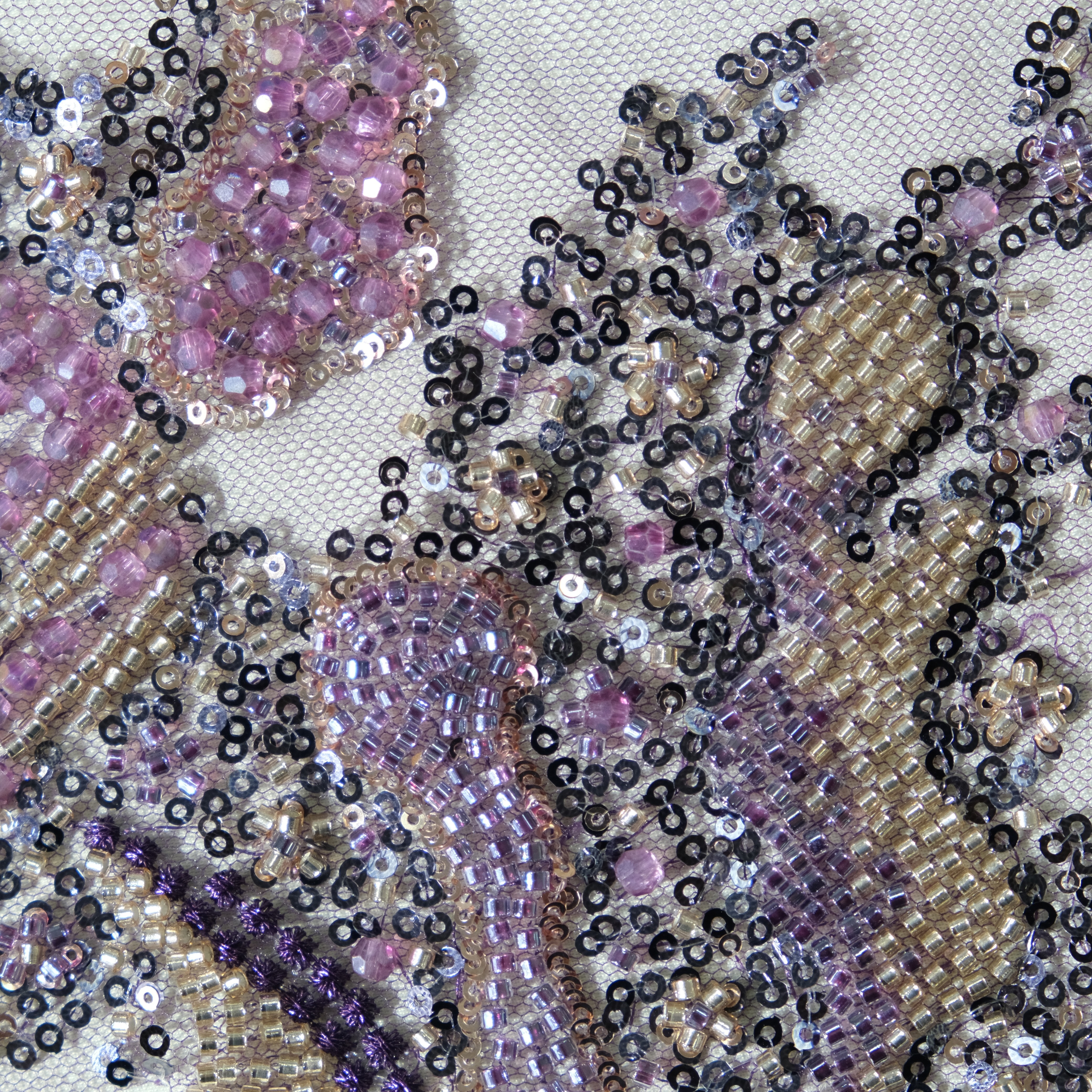 Abstract Sequin Embroidery Fabric in DeepPurple color