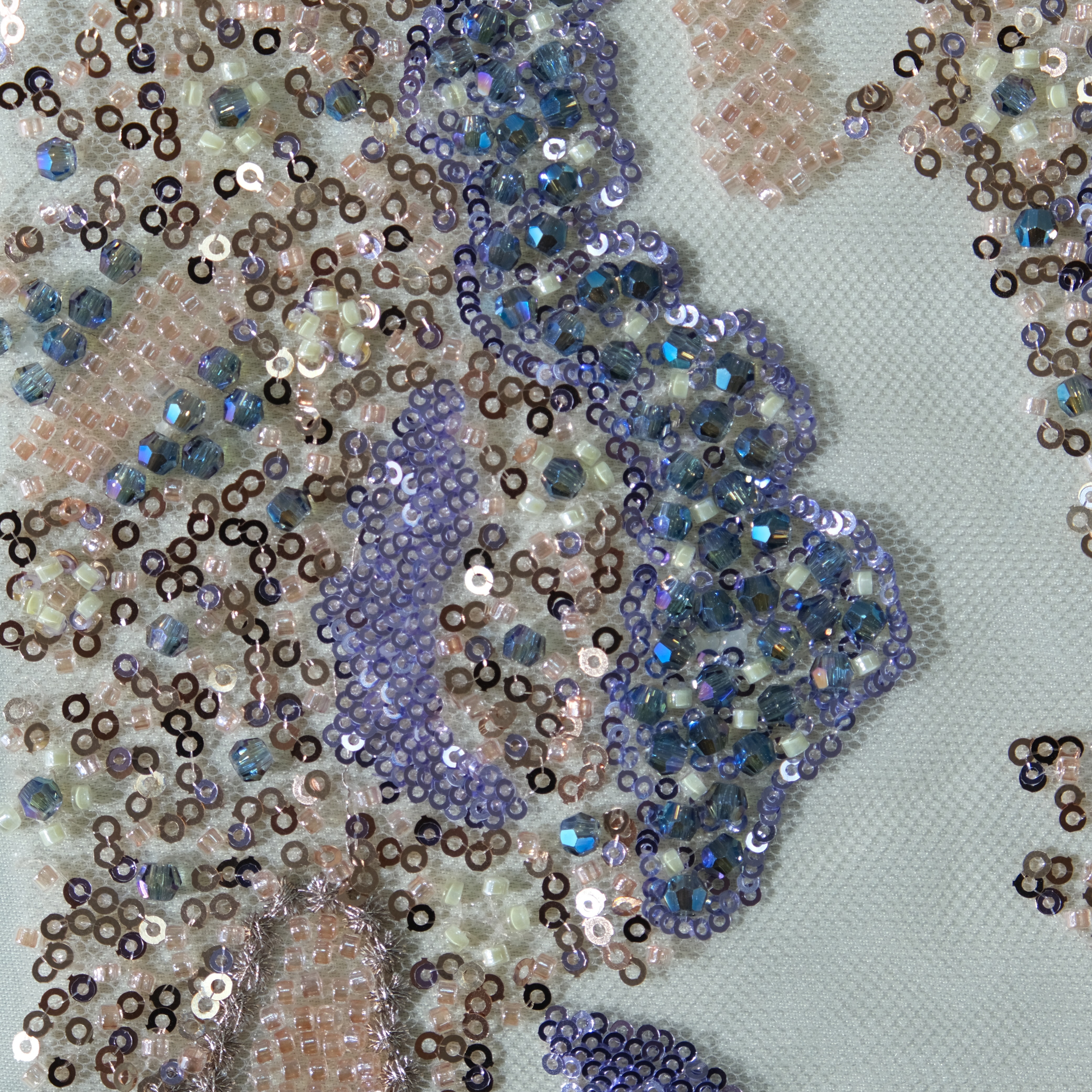 Abstract Sequin Embroidery Fabric in LightPurple color
