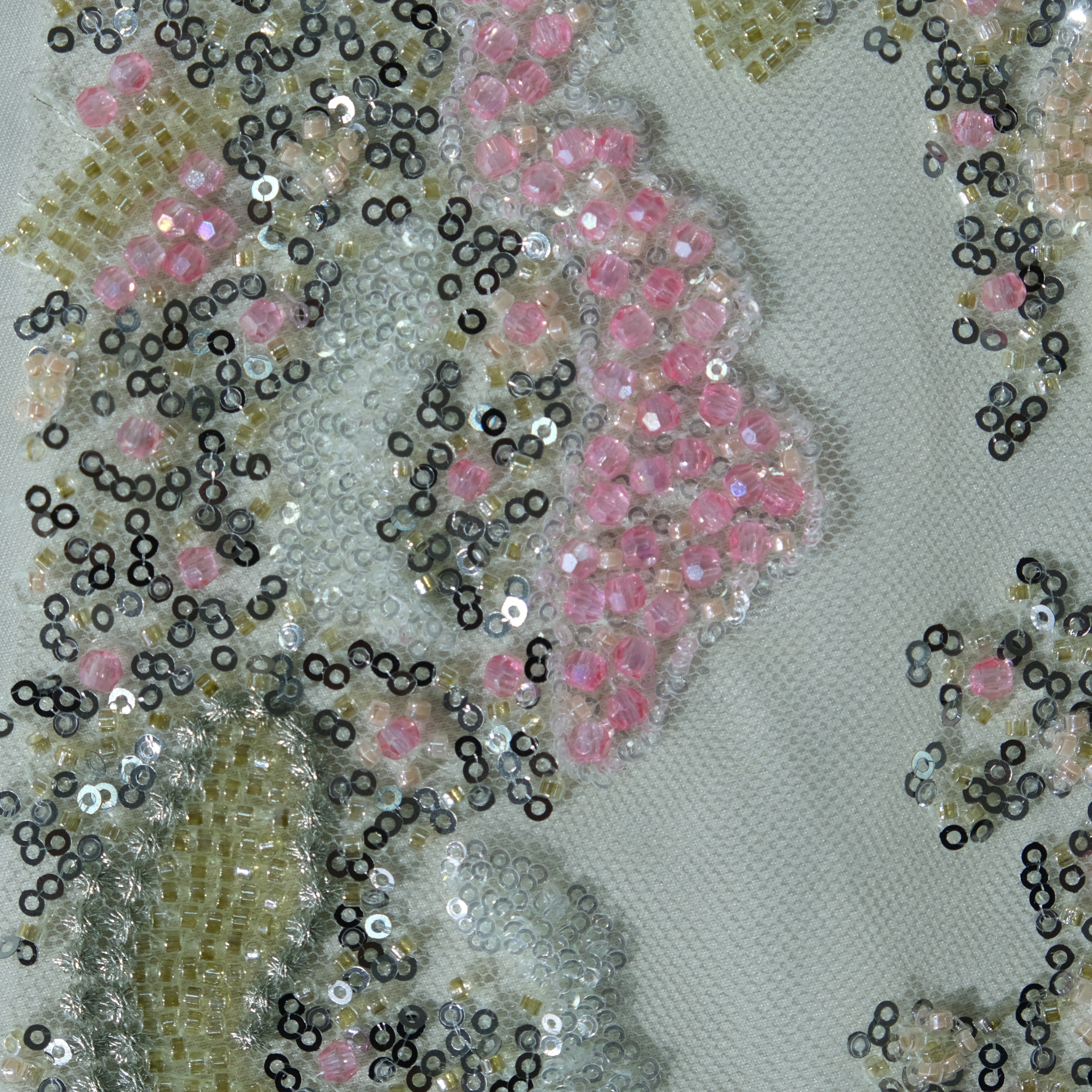 Abstract Sequin Embroidery Fabric in Complexion color