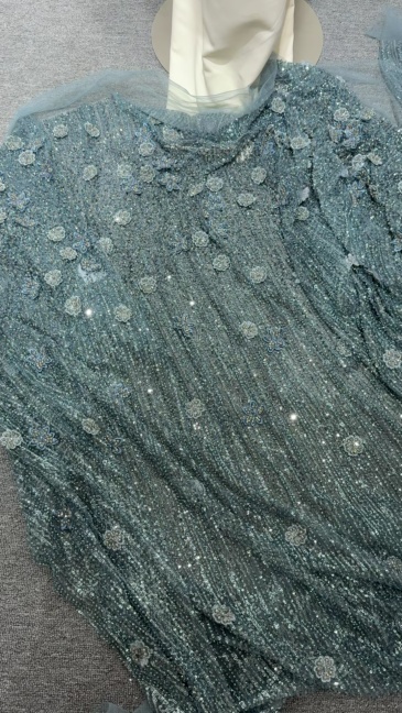 Flowing Chain Sequin Embroidery Fabric