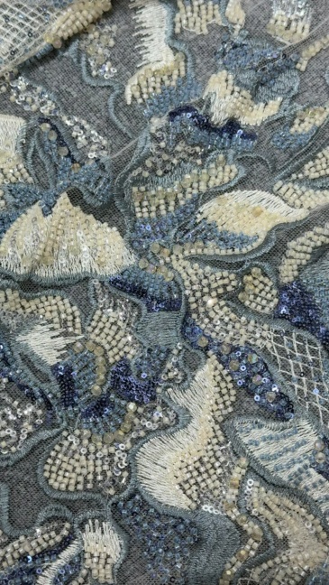 Wild Iris Beaded Embroidery Fabric