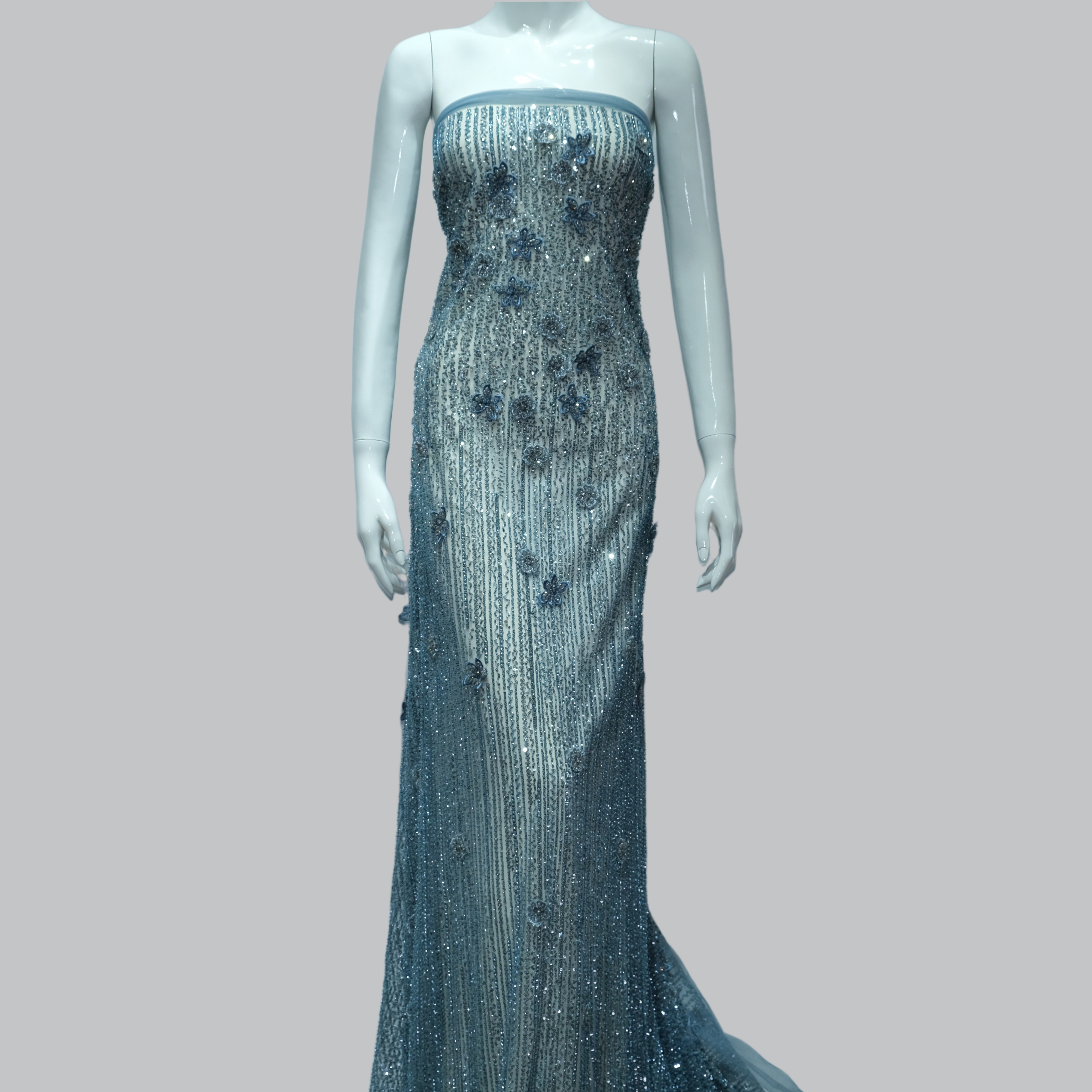 Cascading Blossom Embroidery Fabric for luxury gown design
