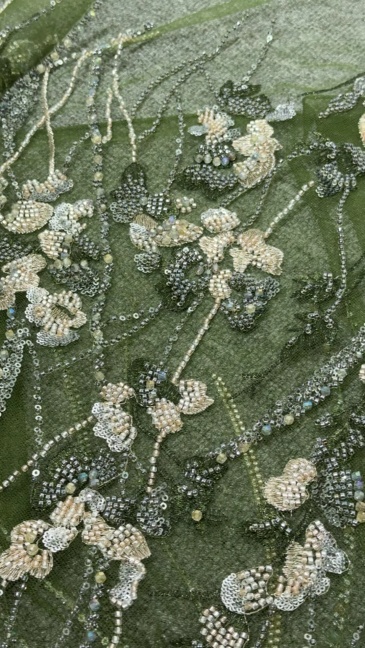 Dropping Blossom Beaded Embroidery Fabric