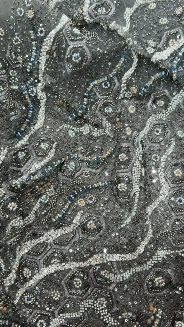 Honeycomb Stream Beaded Embroidery Fabric
