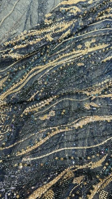 Ripple Stream Beaded Embroidery Fabric