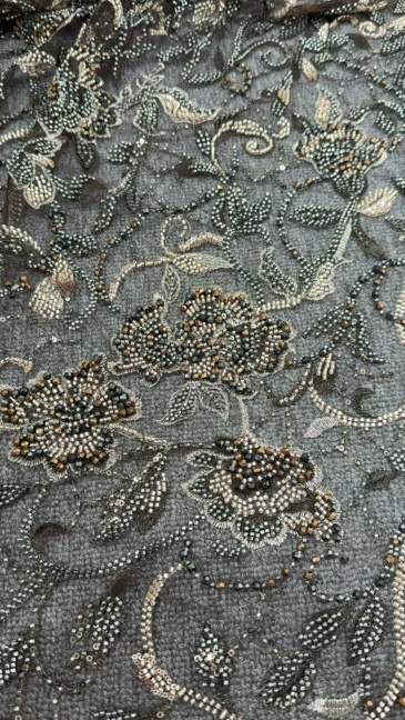 Vine Rose Beaded Embroidery Fabric