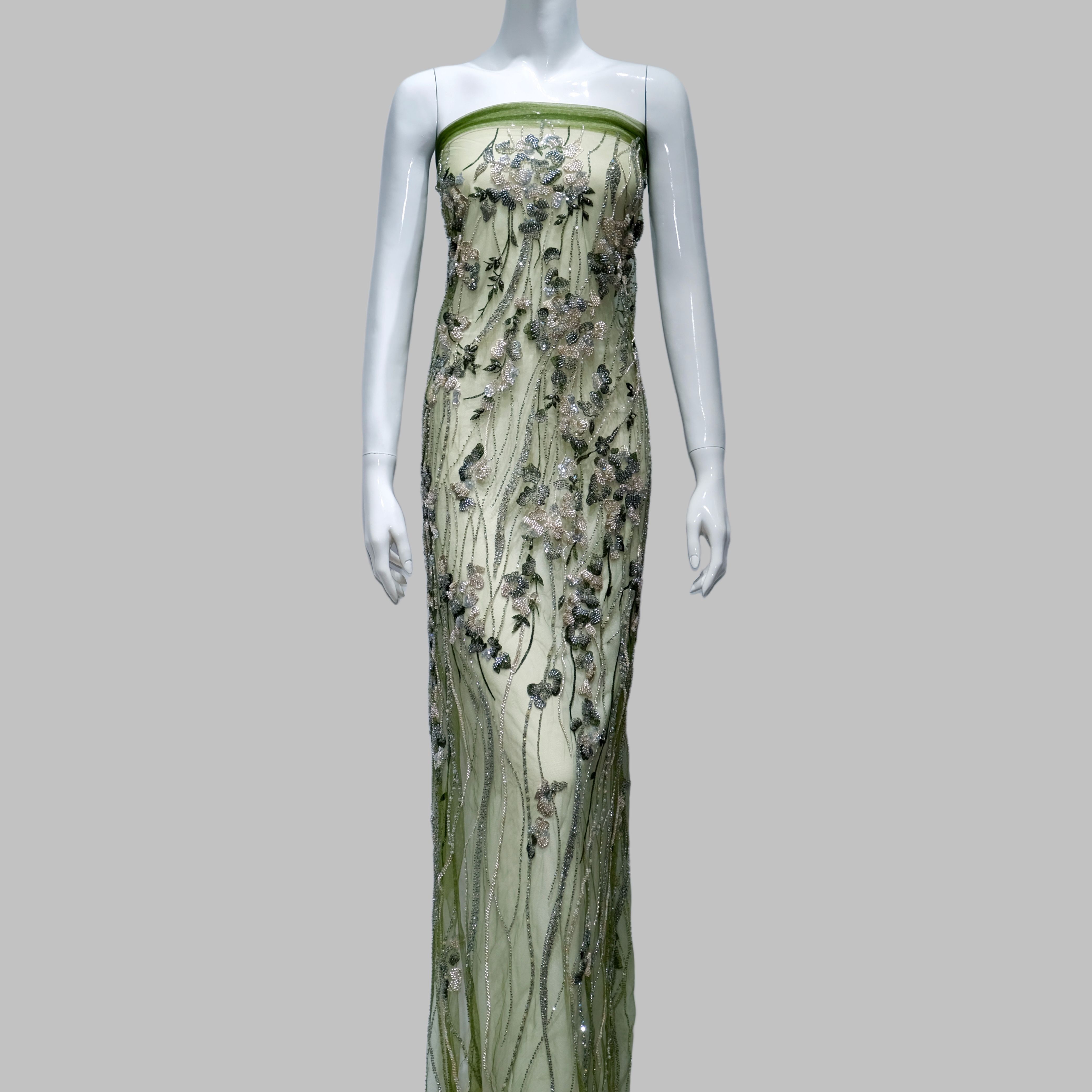 Dropping Blossom Beaded Embroidery Fabric for luxury gown design