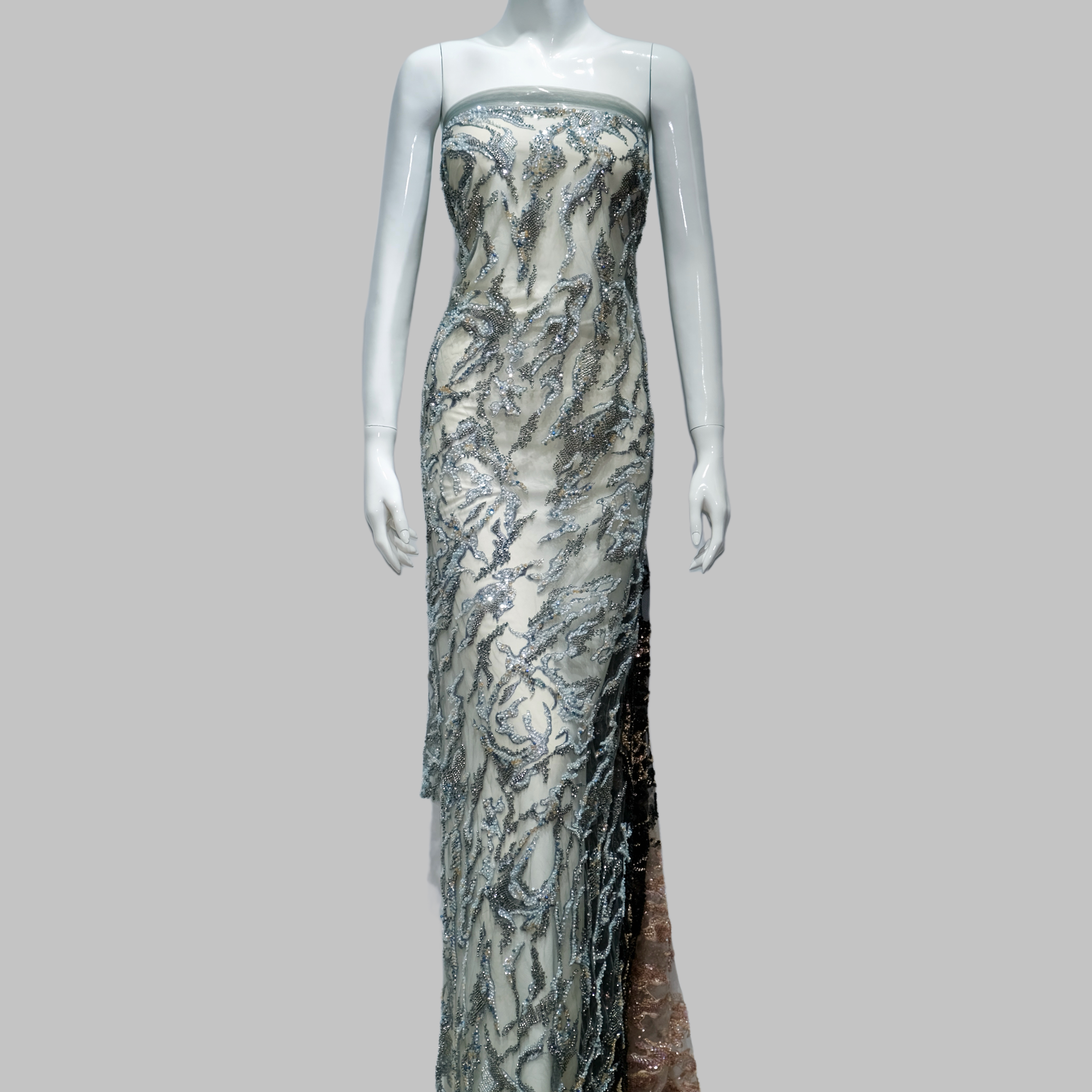 Abstract Reef Beaded Embroidery Fabric for luxury gown design