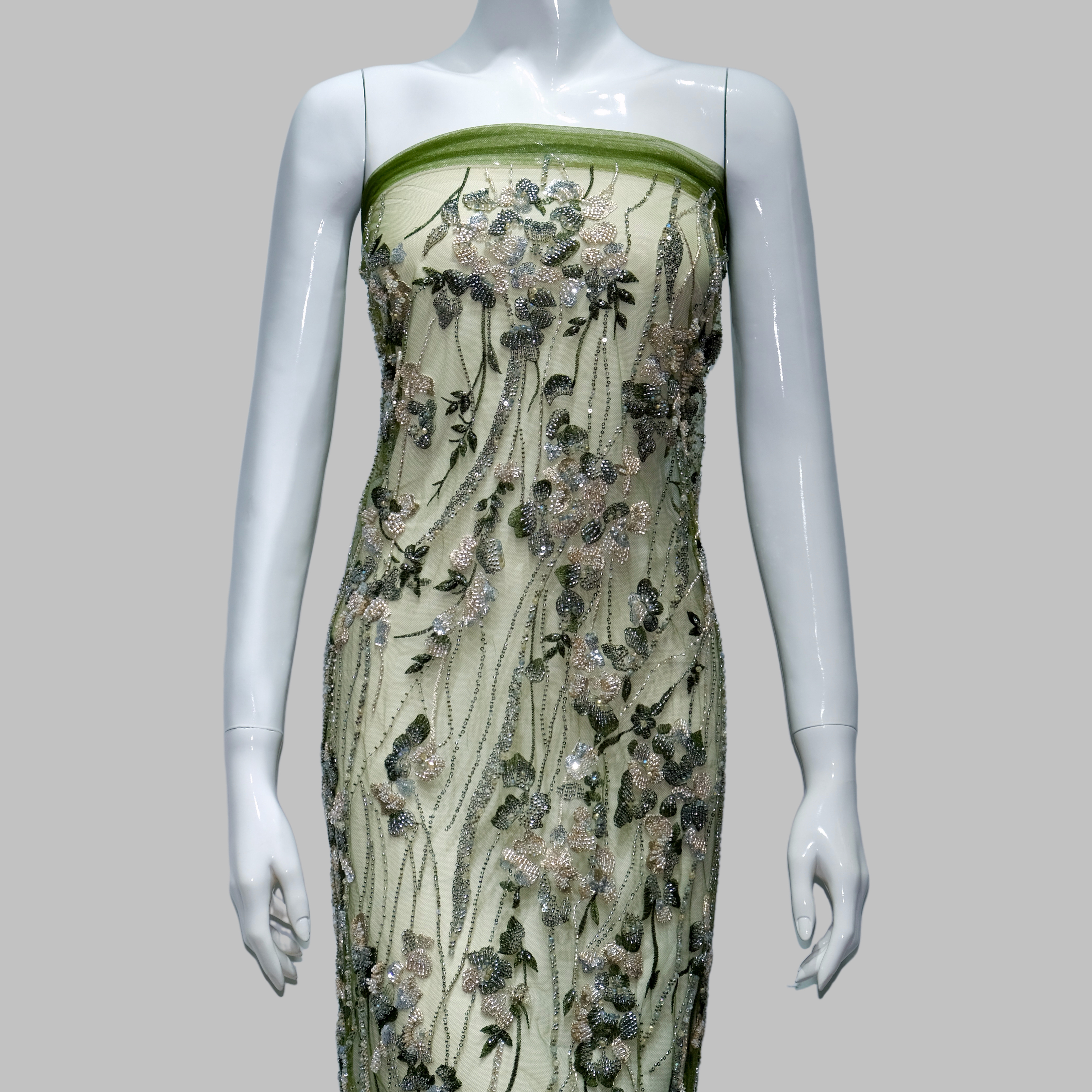 Dropping Blossom Beaded Embroidery Fabric for couture fashion design