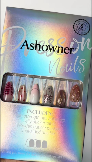 Heart Bow Rhinestone French | 6 Styles, Reusable False Nails | Ashowner