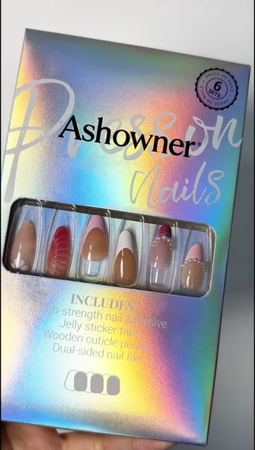 Pink Floral Bow Pearl| 6 Styles, Reusable False Nails | Ashowner
