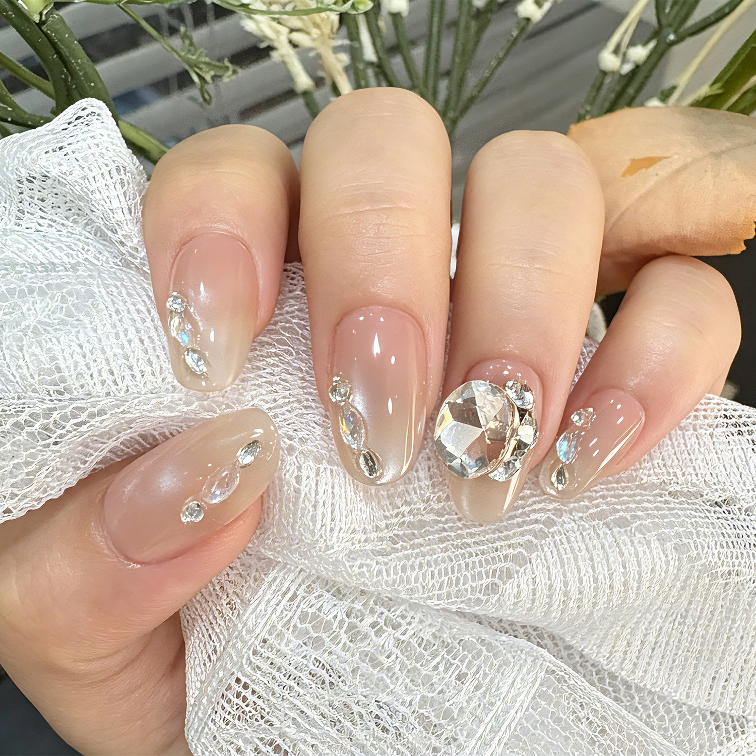Shimmer Nude Diamond | Reusable Press On