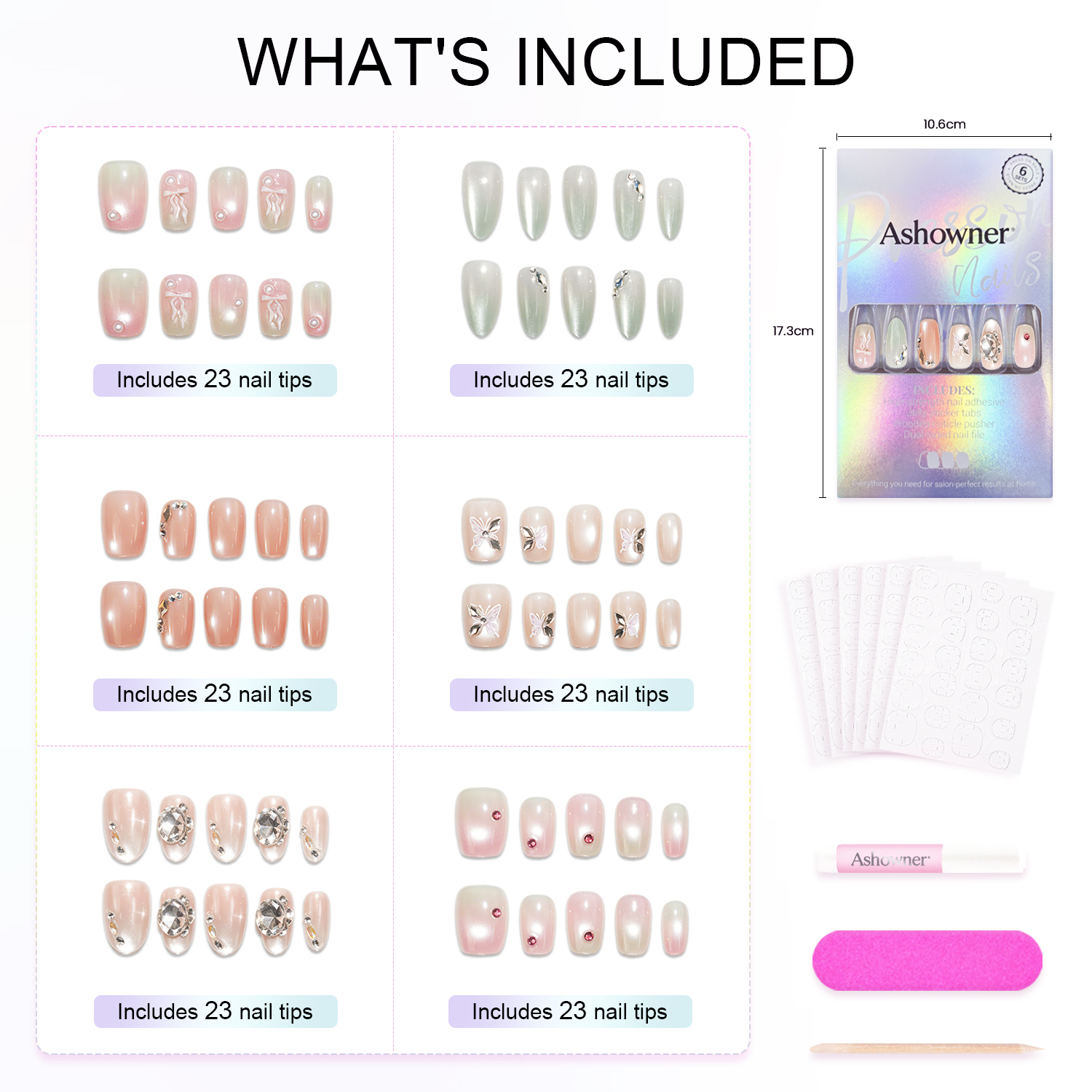 Shimmer Nude Diamond | Reusable Press On