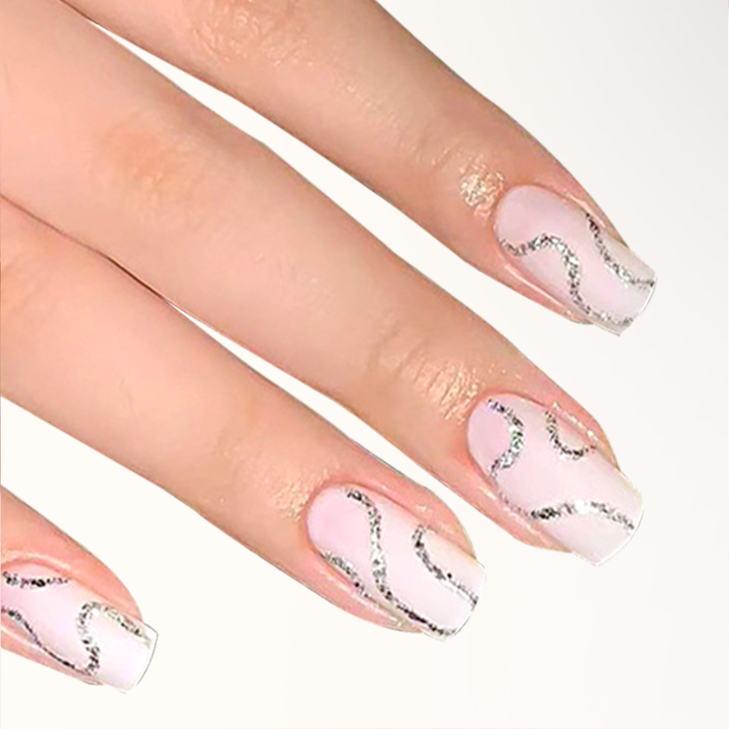 Glitter Floral French| Reusable Press On