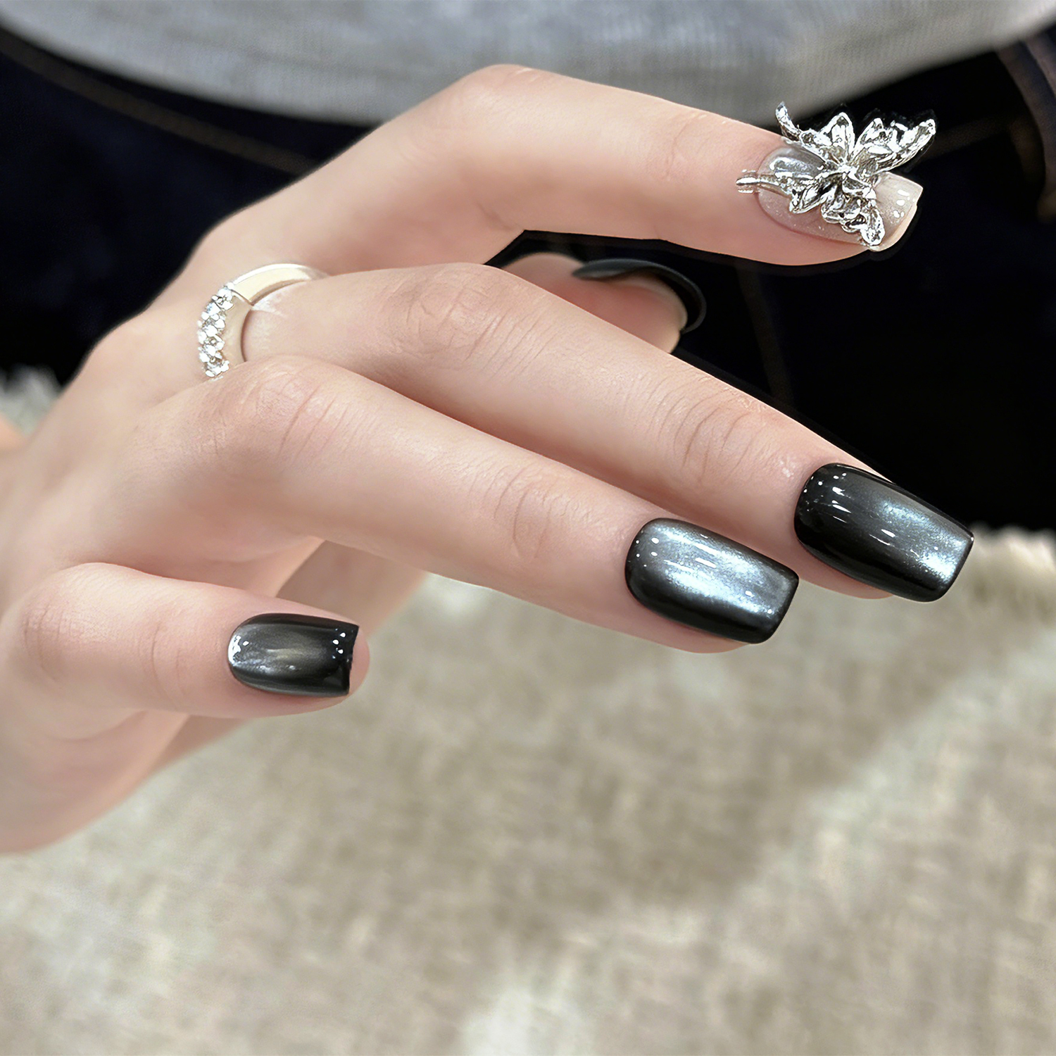 Gothic Cross Chrome | Reusable Press On