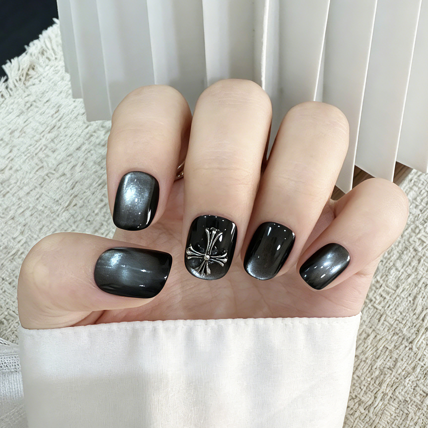 Gothic Cross Chrome | Reusable Press On