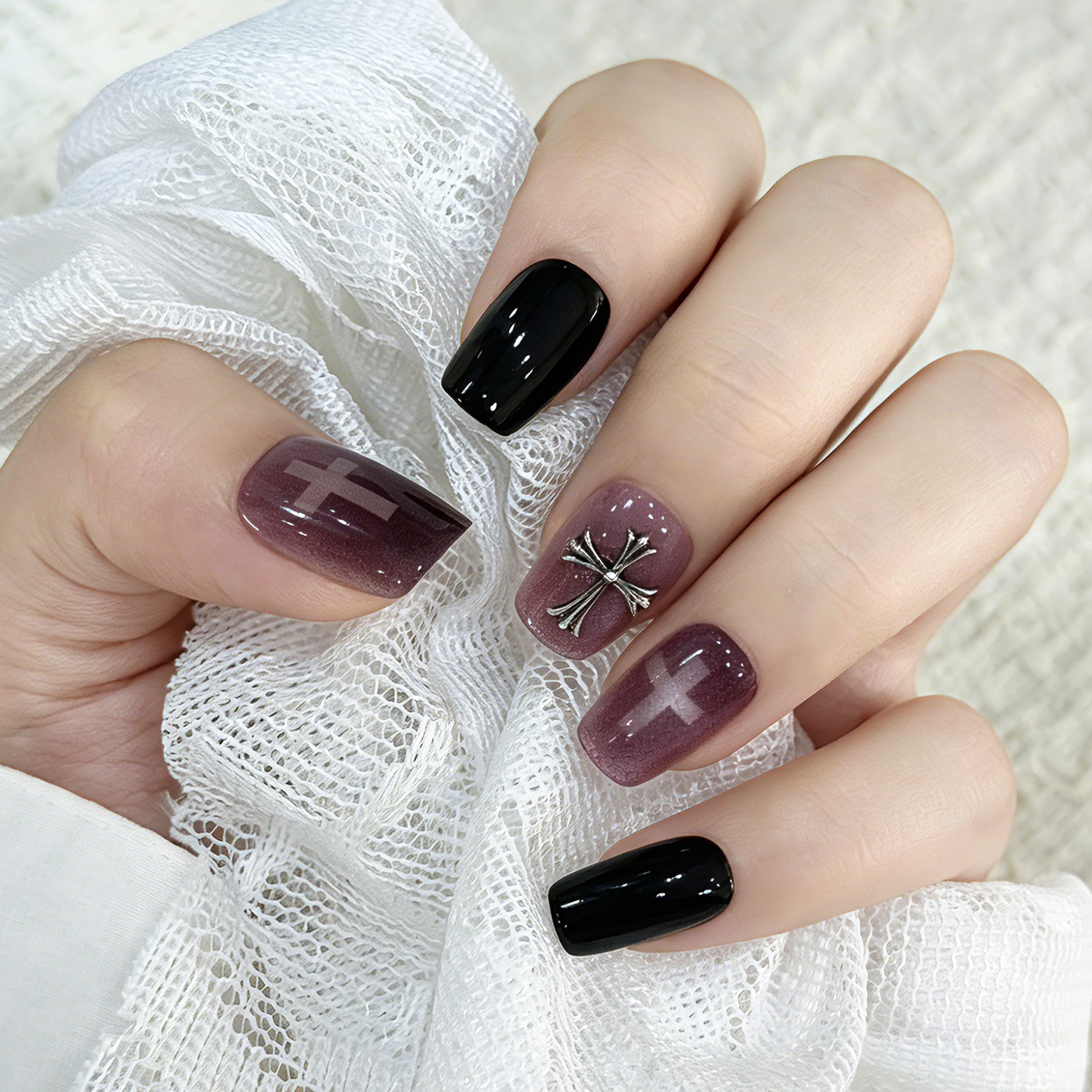 Gothic Cross Chrome | Reusable Press On