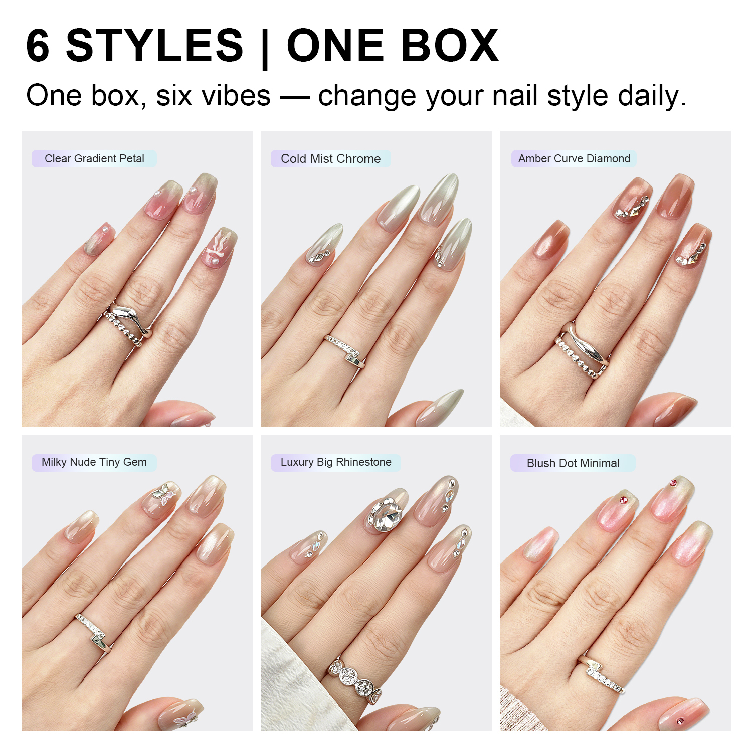 Shimmer Nude Diamond | Reusable Press On