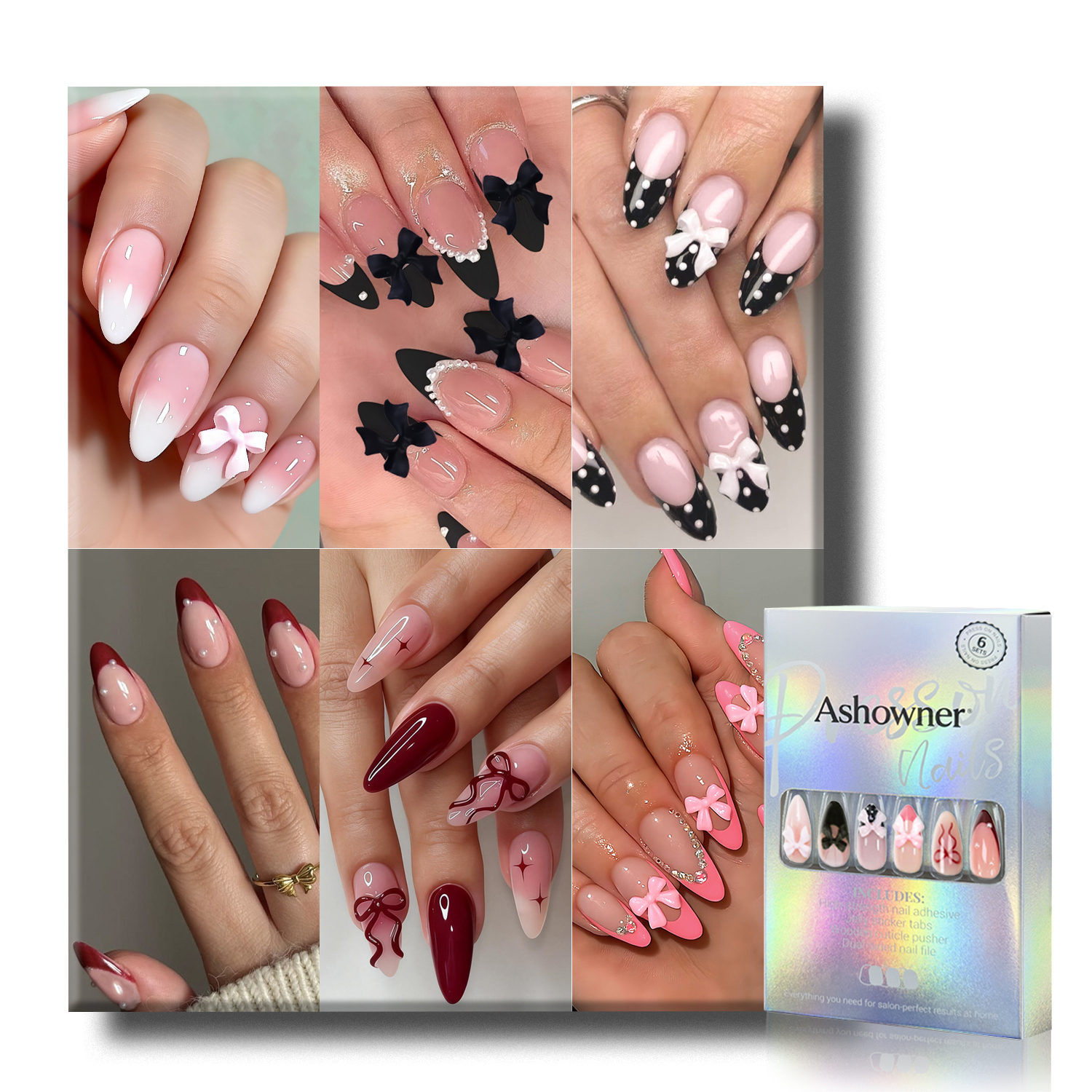 Dual-tone 3D Bow Polka Dot| Reusable Press On