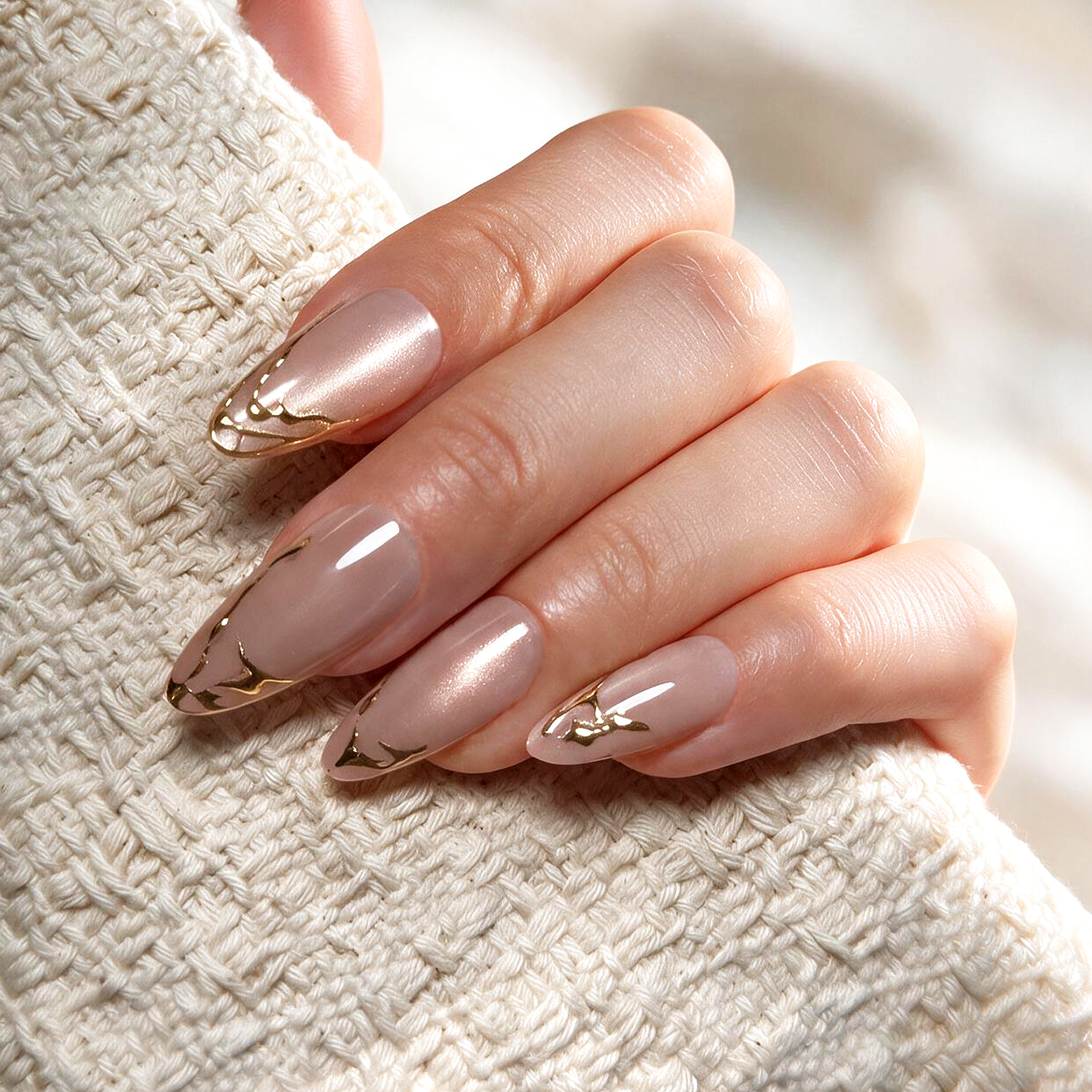 Pink Floral Gold Line| Reusable Press On