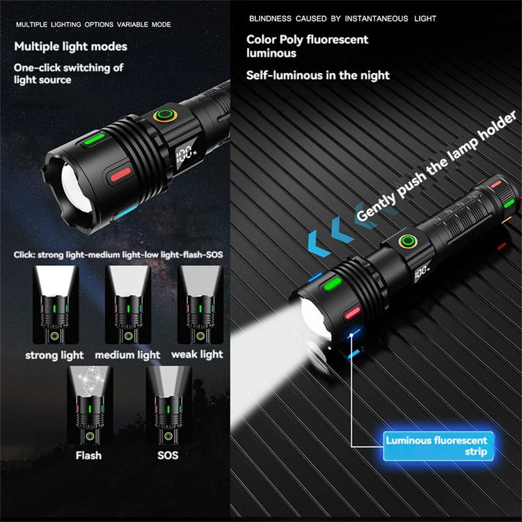 Wholesale Multi-function Powerful Light Long Range Digital Display Rechargeable Tactical Flashlight Zoomable LED Laser Light, Baiwei,Wholesale Multi-function Powerful Light Long Range Digital Display Rechargeable Tactical Flashlight Zoomable LED Laser Light