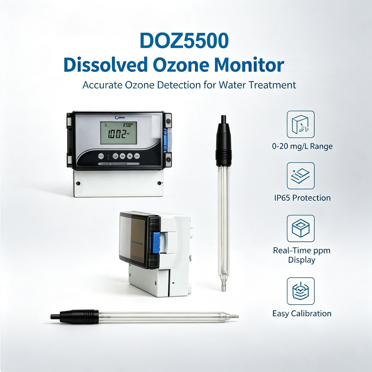 DOZ5500 Dissolved Ozone Controller with CS6530 Ozone Sensor, Online Water Ozone Monitor for Water Treatment,Guangzhou Dnwell Machinery Co., ltd,DOZ5500 Dissolved Ozone Controller with CS6530 Ozone Sensor, Online Water Ozone Monitor for Water Treatment