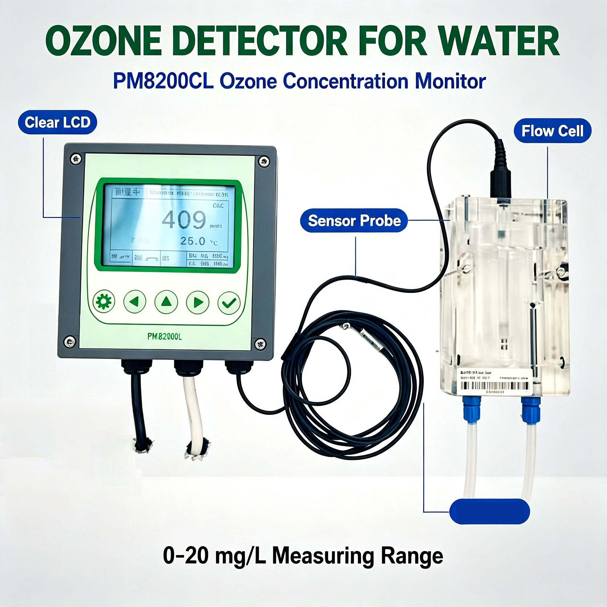 PM8200CL Dissolved Ozone Controller with Bsen650 Ozone Sensor, Online Water Ozone Detector for Water Treatment,Guangzhou Dnwell Machinery Co., ltd,PM8200CL Dissolved Ozone Controller with Bsen650 Ozone Sensor, Online Water Ozone Detector for Water Treatment