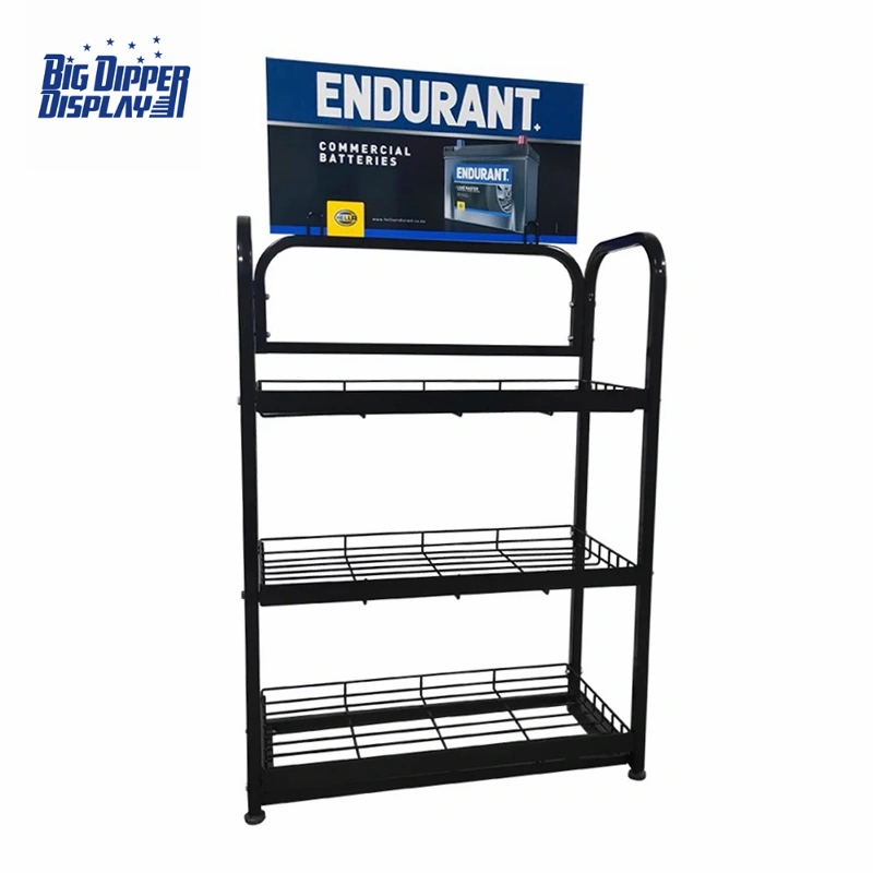 BDD-BA16 metal wire 3 shelf for heavy duty car inverter battery display stand