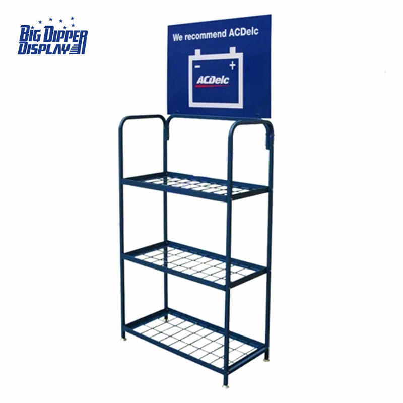 BDD-BA19 Customized Logo 3 Tiers Auto Car Batteries Display Stand Automobile Batteries Rack