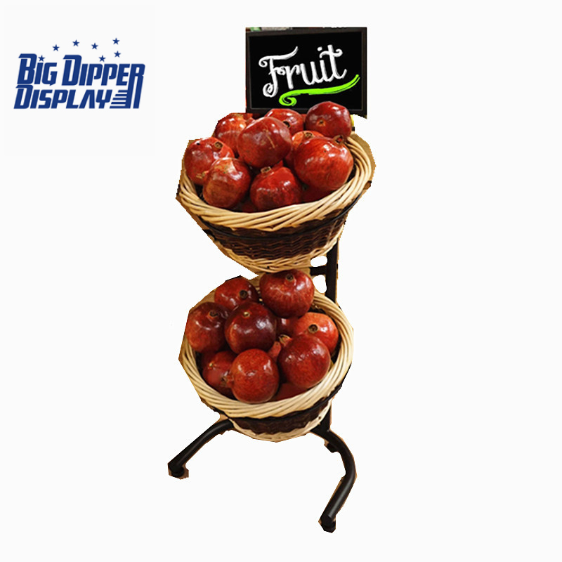 BDD-WB01 2 Tier Floor Display with 2 Round Wicker Baskets