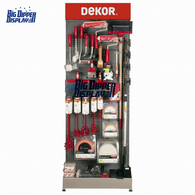 PB38 floor standing metal pegboard power tools display racks for hardware store