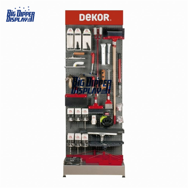 PB38 floor standing metal pegboard power tools display racks for hardware store