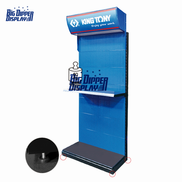 PB23 modern customized metal floor pegboard heavy duty hardware product tools display rack stand