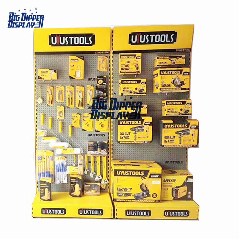 PB06 retail store metal hardware display pegboard shelf laser measuring hand power tools product display rack stand