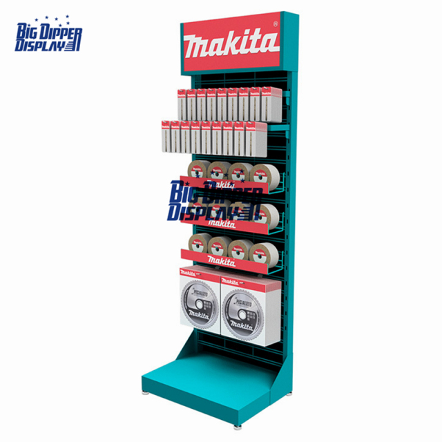 PB35 multi-function floor stand metal pegboard display rack hardware product shelf electric tools display rack
