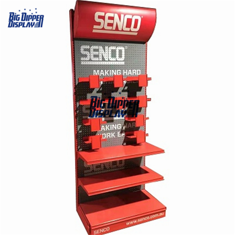 PB40 metal pegboard exhibitors shelf display racks and stands for hardware power tools products with hook
