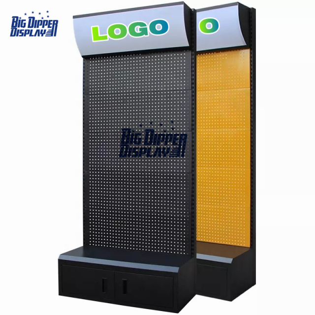 PB77 heavy duty hanging pegboard display rack for garden hardware tools broom metal display stand